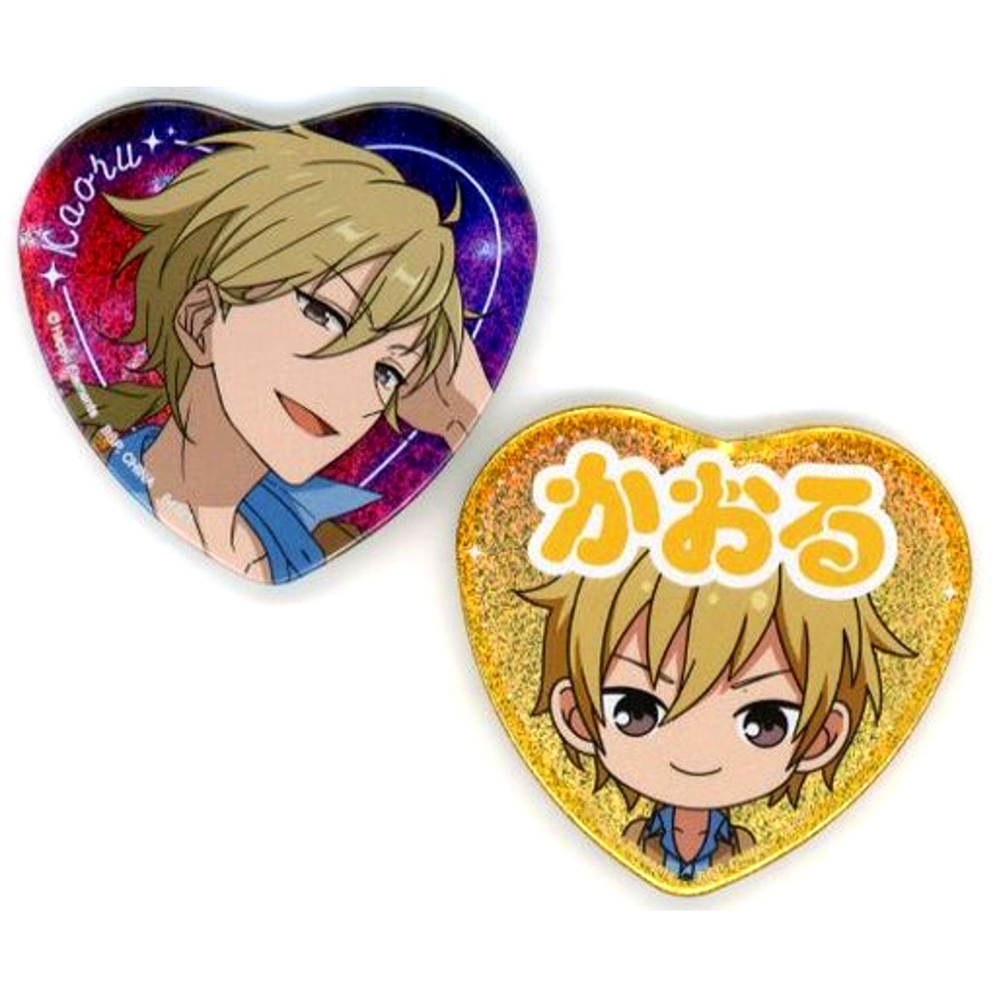 Set of 2 Kaoru Hakaze H Prize Ensemble Stars Reminiscence Selection Memorial Heart Shaped Button Ichiban Kuji [USED]