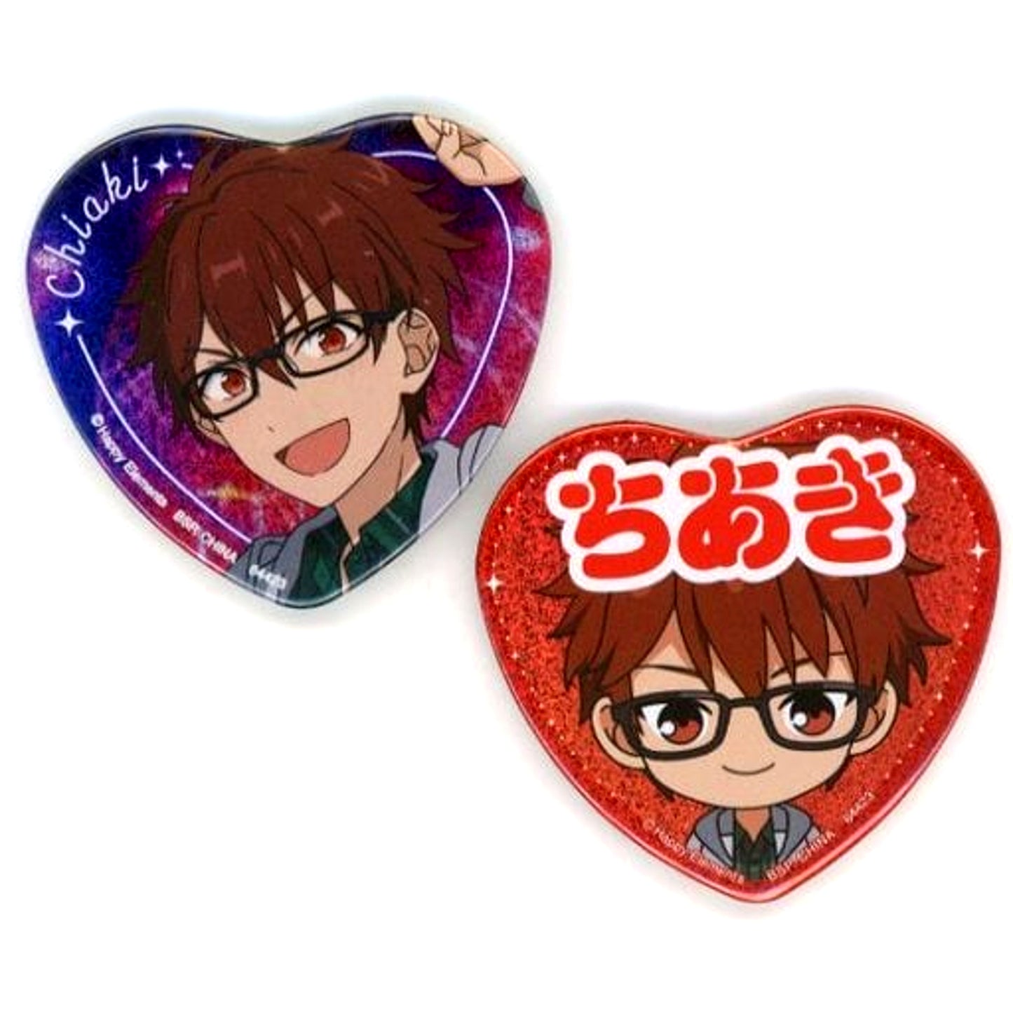 Set of 2 Chiaki Morisawa H Prize Ensemble Stars Reminiscence Selection Memorial Heart Shaped Button Ichiban Kuji [USED]