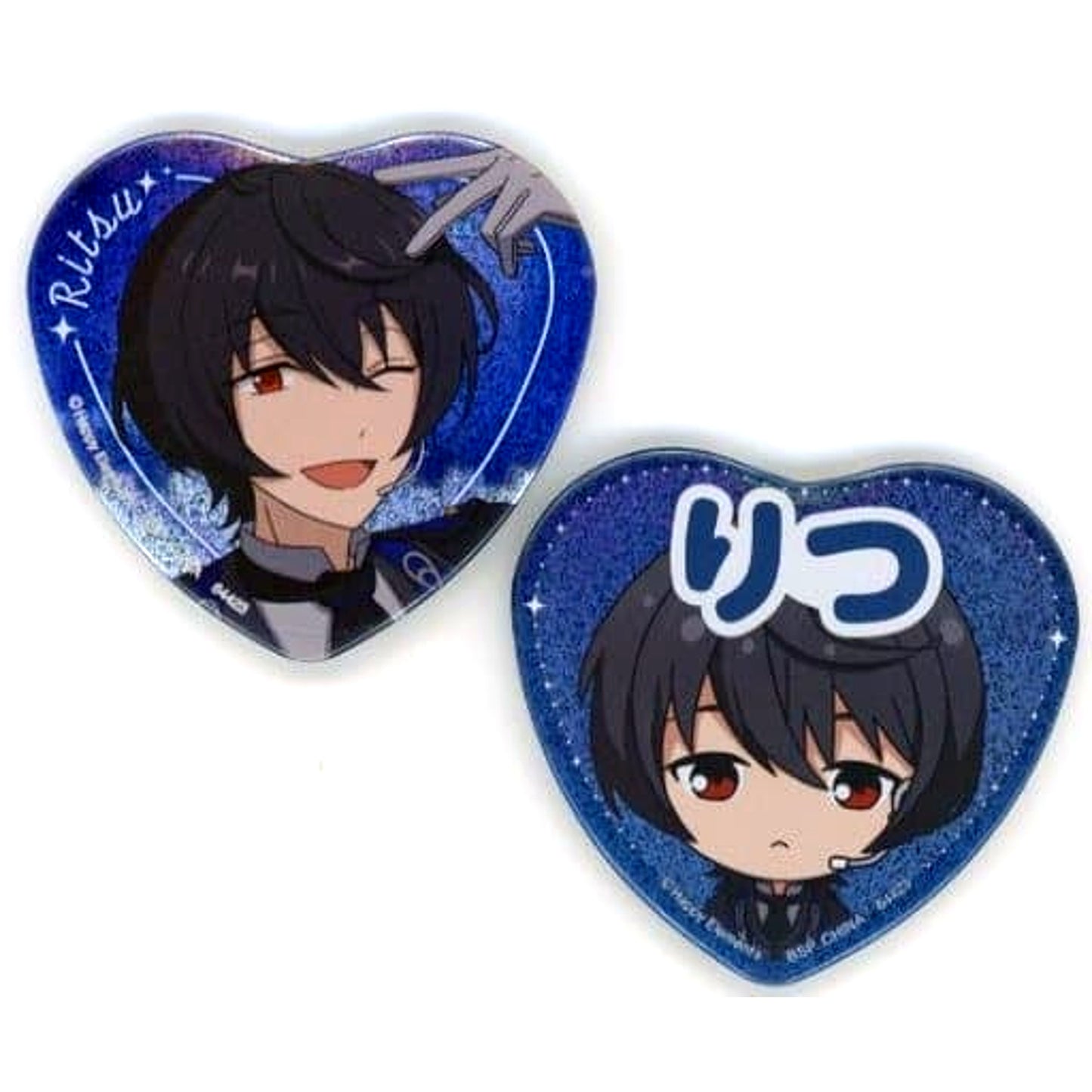 Ensemble Stars! Ritsu Sakuma Reminiscence * Monochrome Checkmate Set of 2 Ichiban Kuji Reminisce Selection Memorial Heart-Shaped Button Set Prize H [USED]