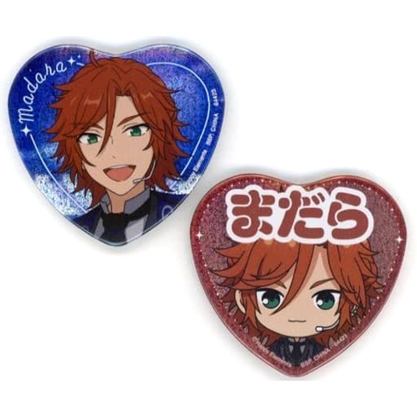 Ensemble Stars! Madara Mikejima Reminiscence * Monochrome Checkmate Set of 2 Ichiban Kuji Reminisce Selection Memorial Heart-Shaped Can Badge Set Prize H Buttons [USED]