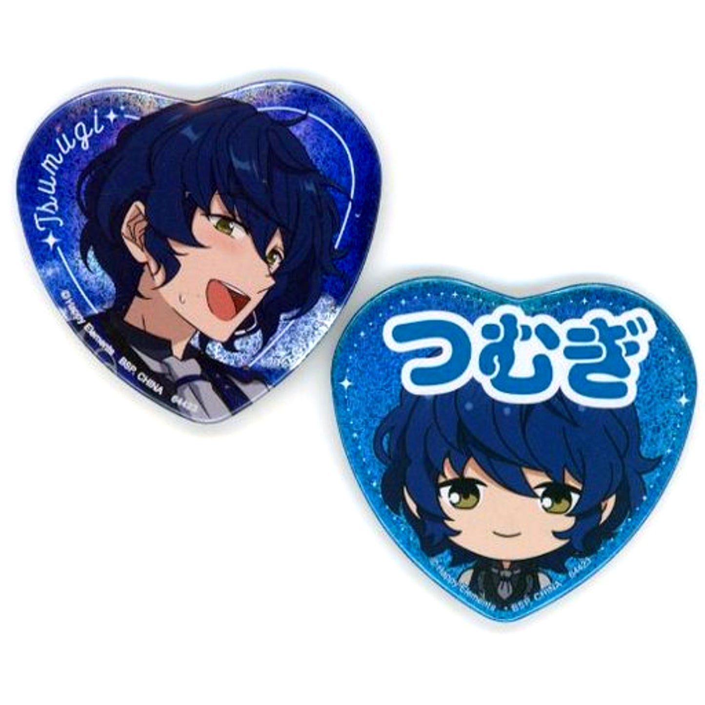 Set of 2 Tsumugi Aoba Monochrome Checkmate H Prize Heart Button Ichiban Kuji Ensemble Stars Reminiscence Selection Memorial [USED]