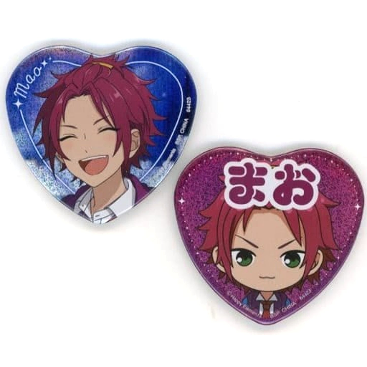 Ensemble Stars! Mao Isara Reminiscence * Monochrome Checkmate Set of 2 Ichiban Kuji Reminisce Selection Memorial Heart-Shaped Can Badge Set Prize H Buttons [USED]