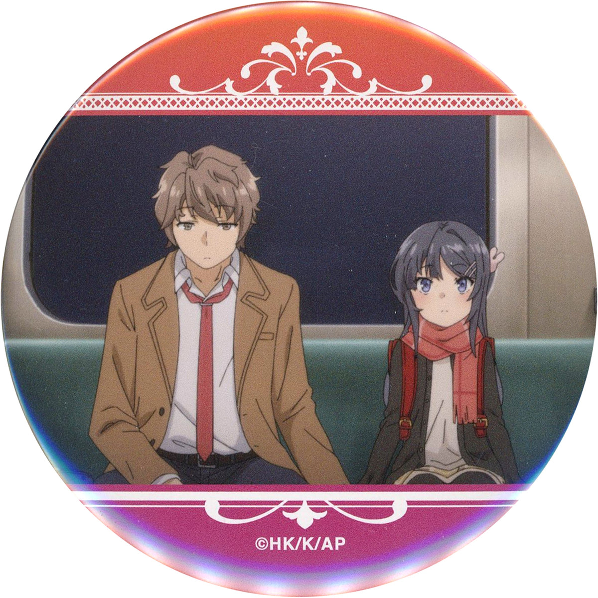 Sakuta Azusagawa & Knapsack Girl Scene Shot Rascal Does Not Dream of a Knapsack Kid 75mm Button Kujibikido Online Kuji D-14 Prize [USED]