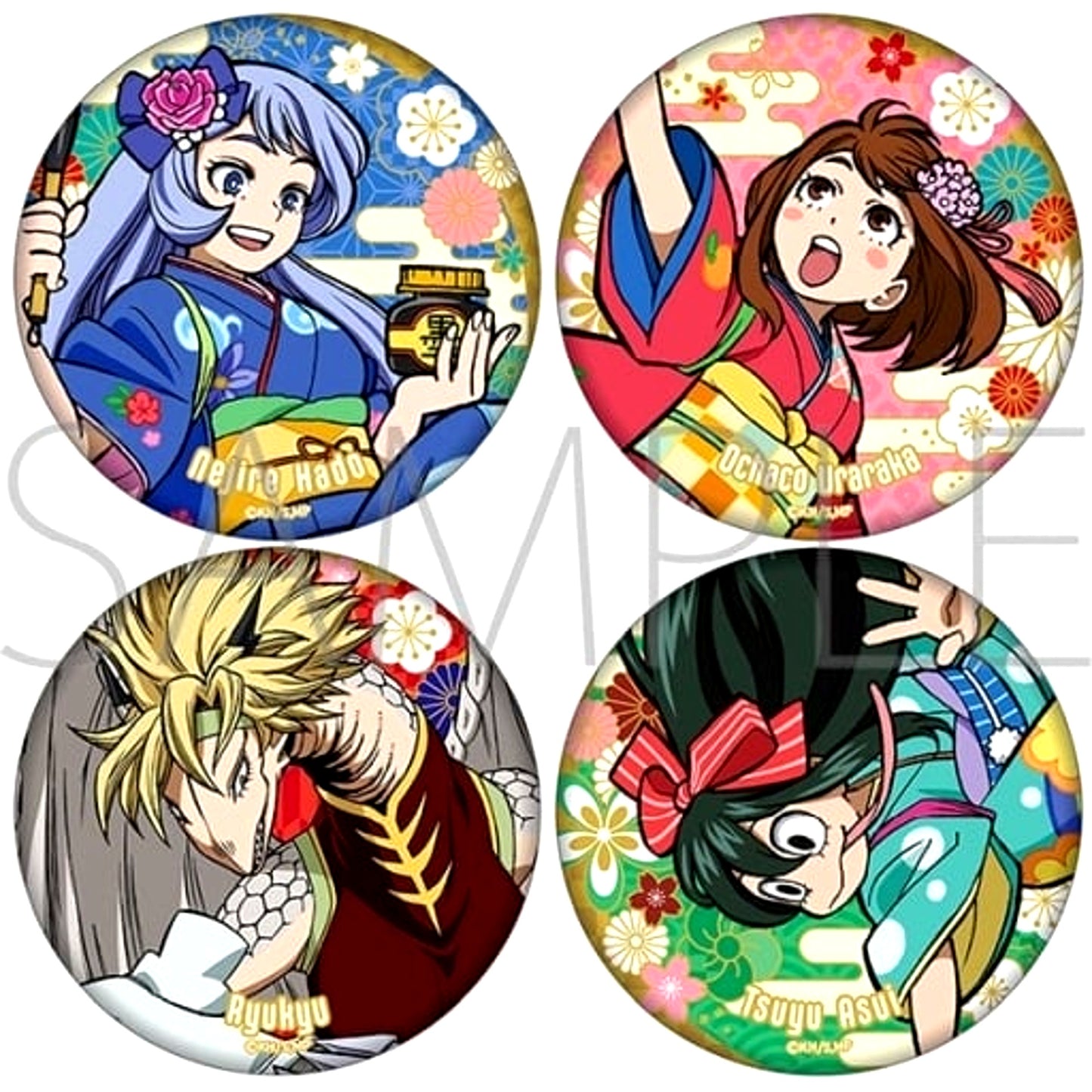 Ochaco Uraraka & Tsuyu Asui & Nejire Hado & Ryukyu My Hero Academia Button Set [USED]