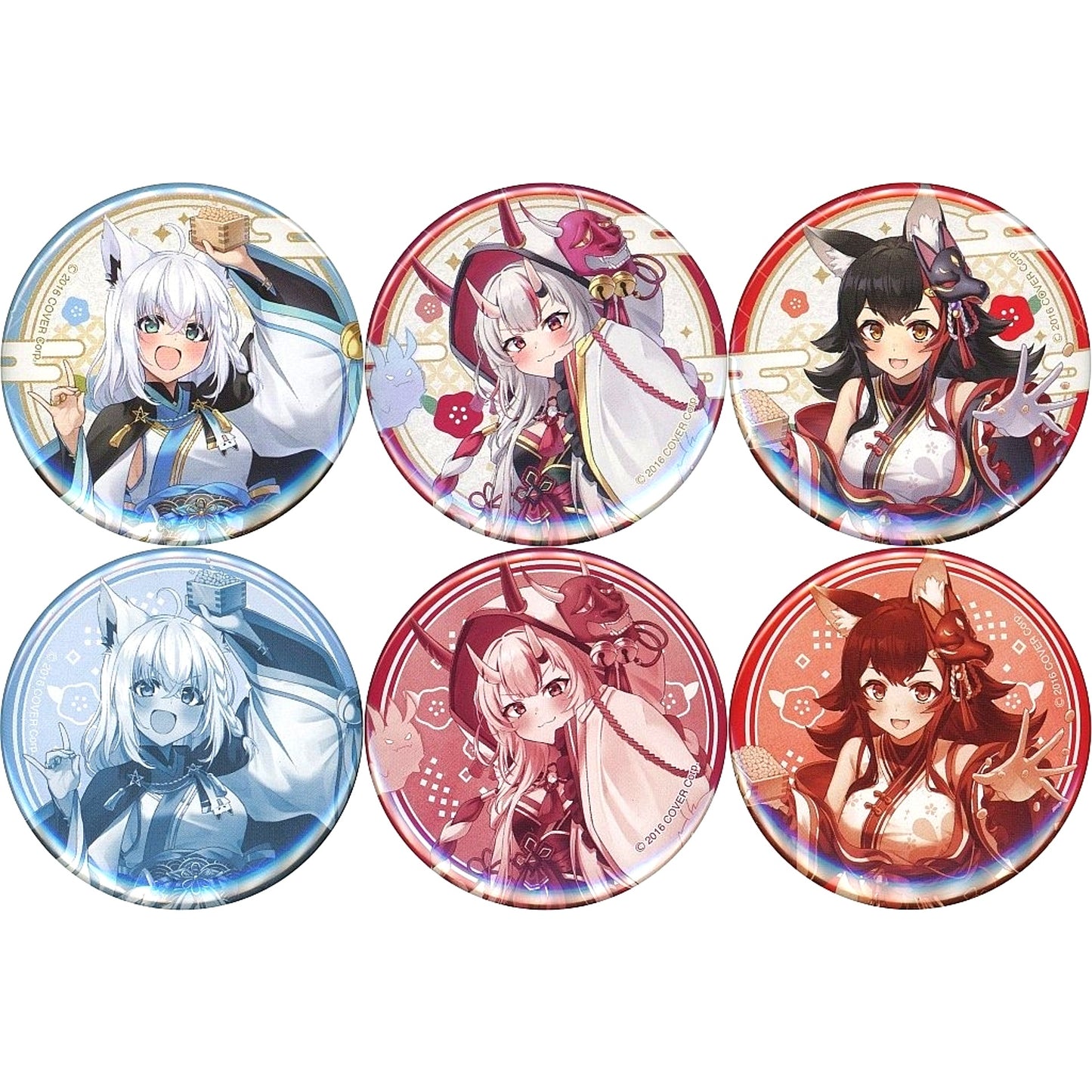 Set of 6 hololive Character Badge Collection Virtual YouTuber Irohanihohetto Ayafubumi [USED]