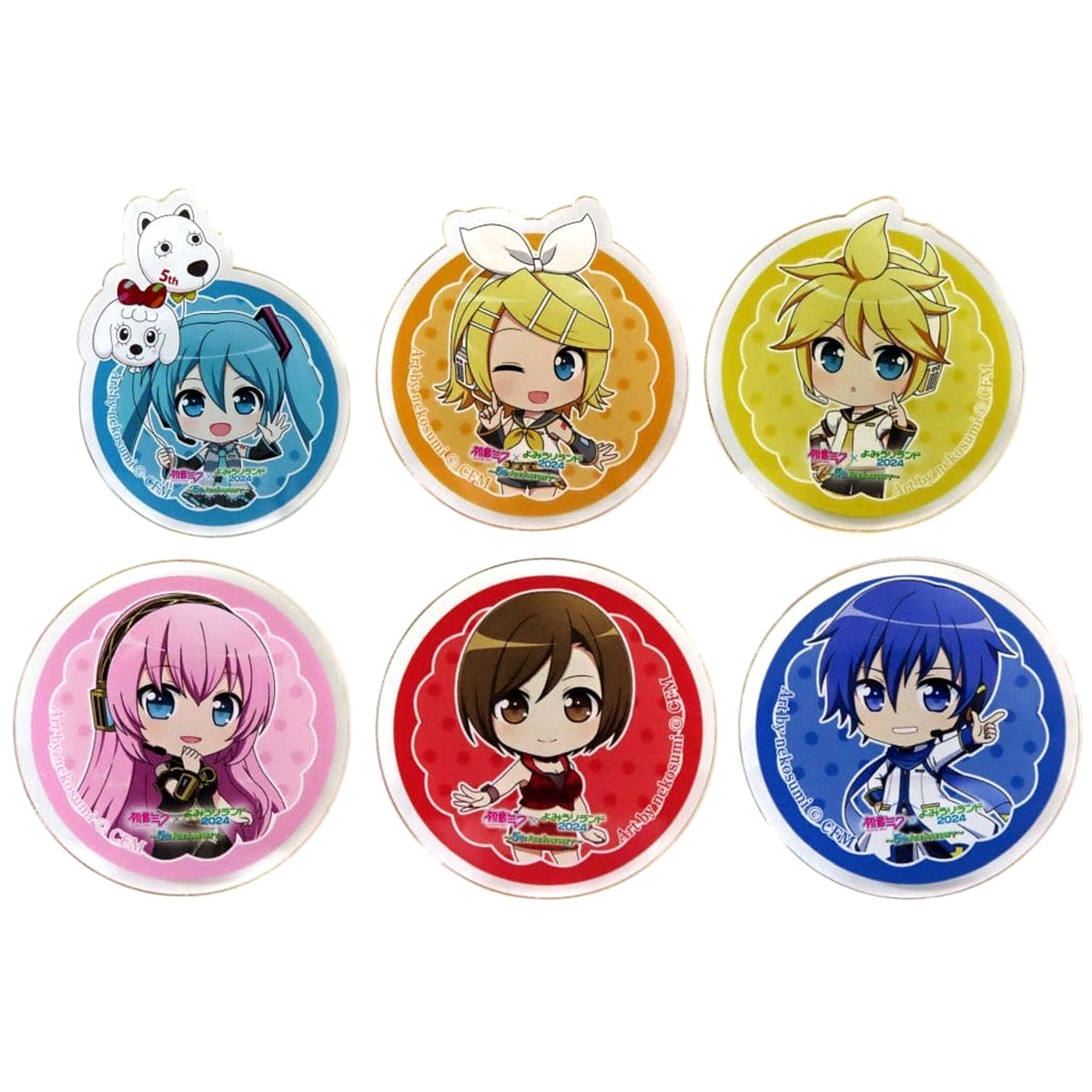VOCALOID Hatsune Miku & Others Trading Acrylic Badge Nekosumi Ver. Hana Biyori Limited All 6 Types Set Buttons [USED]