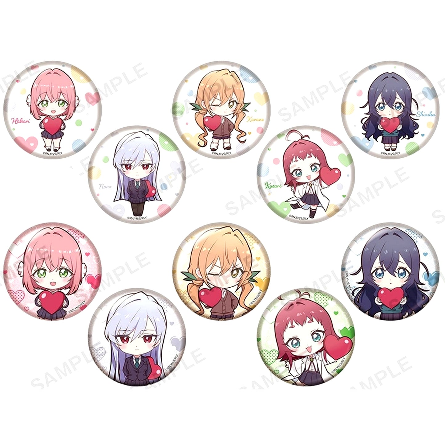 Set of 10 The 100 Girlfriends Mugyumini Trading Button [USED]