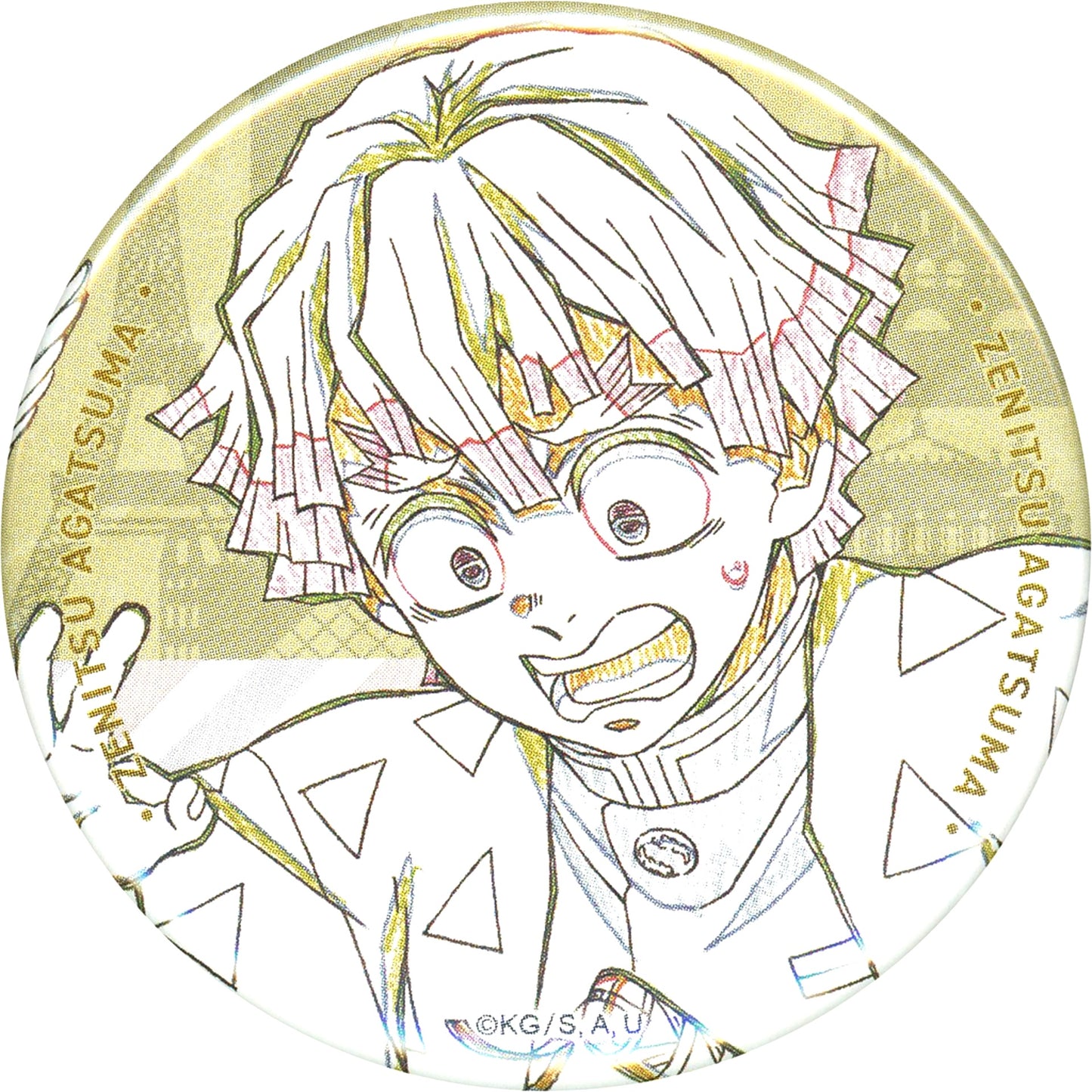 Zenitsu Agatsuma Demon Slayer Kimetsu no Yaiba World Tour Drawn Illustration 57mm Button Fun Lottery Prize To the Hashira Training x ufotable DINING 1st Term [USED]