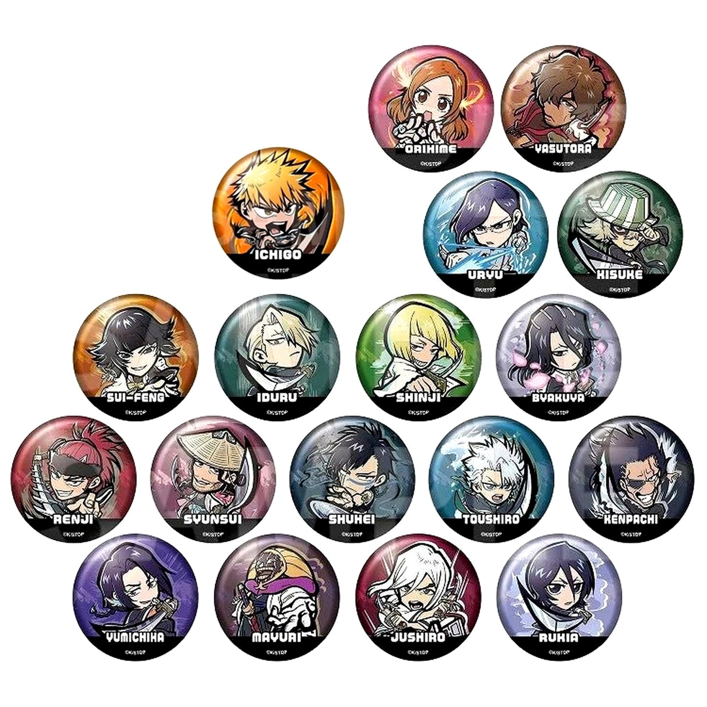 Set of 18 BLEACH Thousand-Year Blood War POP UP SHOP in E-DINER E-Toon Trading Metallic Button [USED]