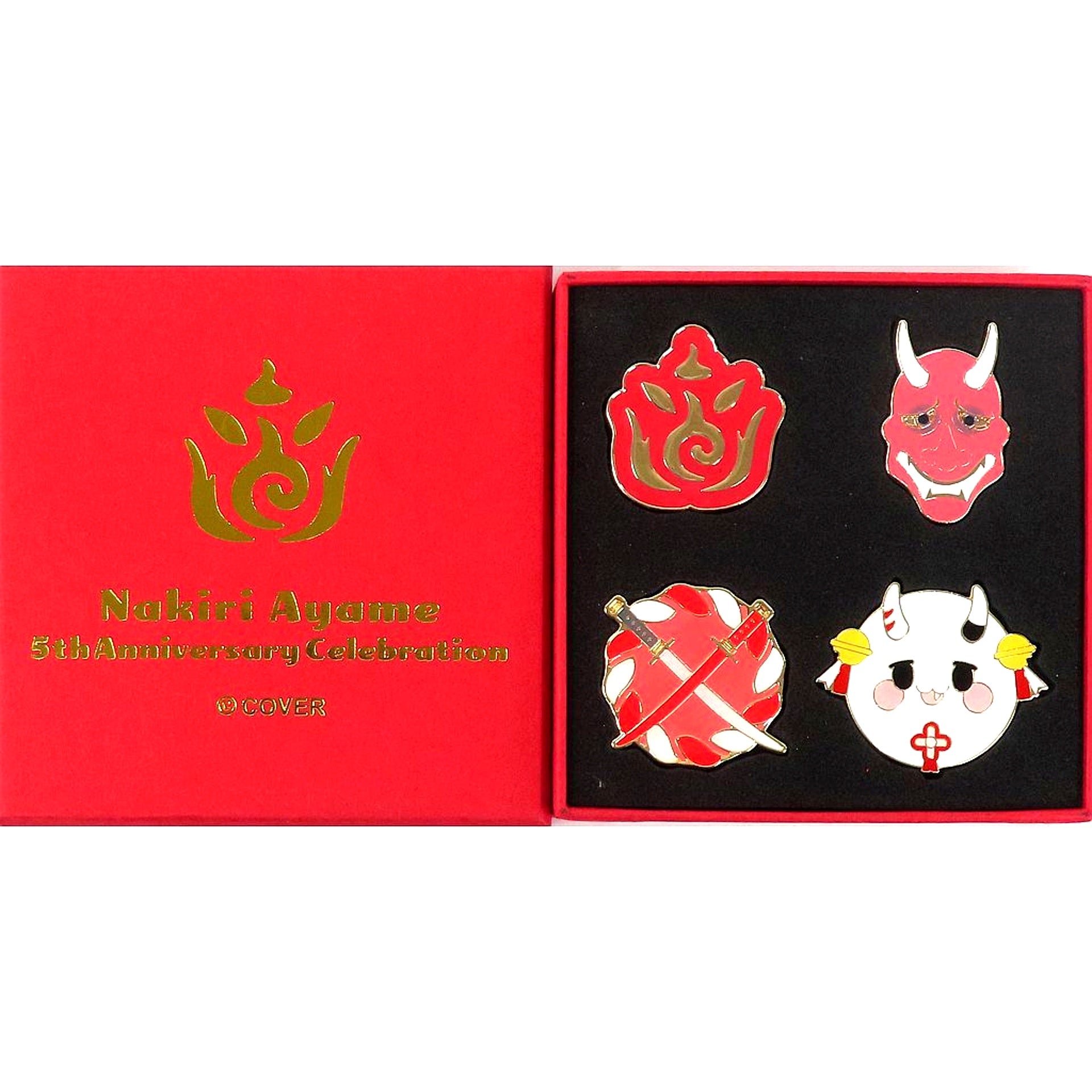 Set of 4 Nakiri Ayame hololive Pin Button 5th Anniversary [USED]