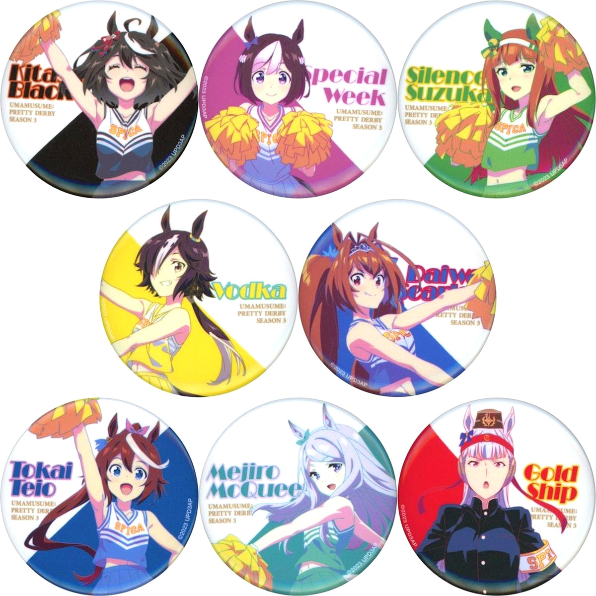 Set of 8 Uma Musume Pretty Derby Season 3 Button Collection Cheerleader Ver. Studio KAI Ltd [USED]