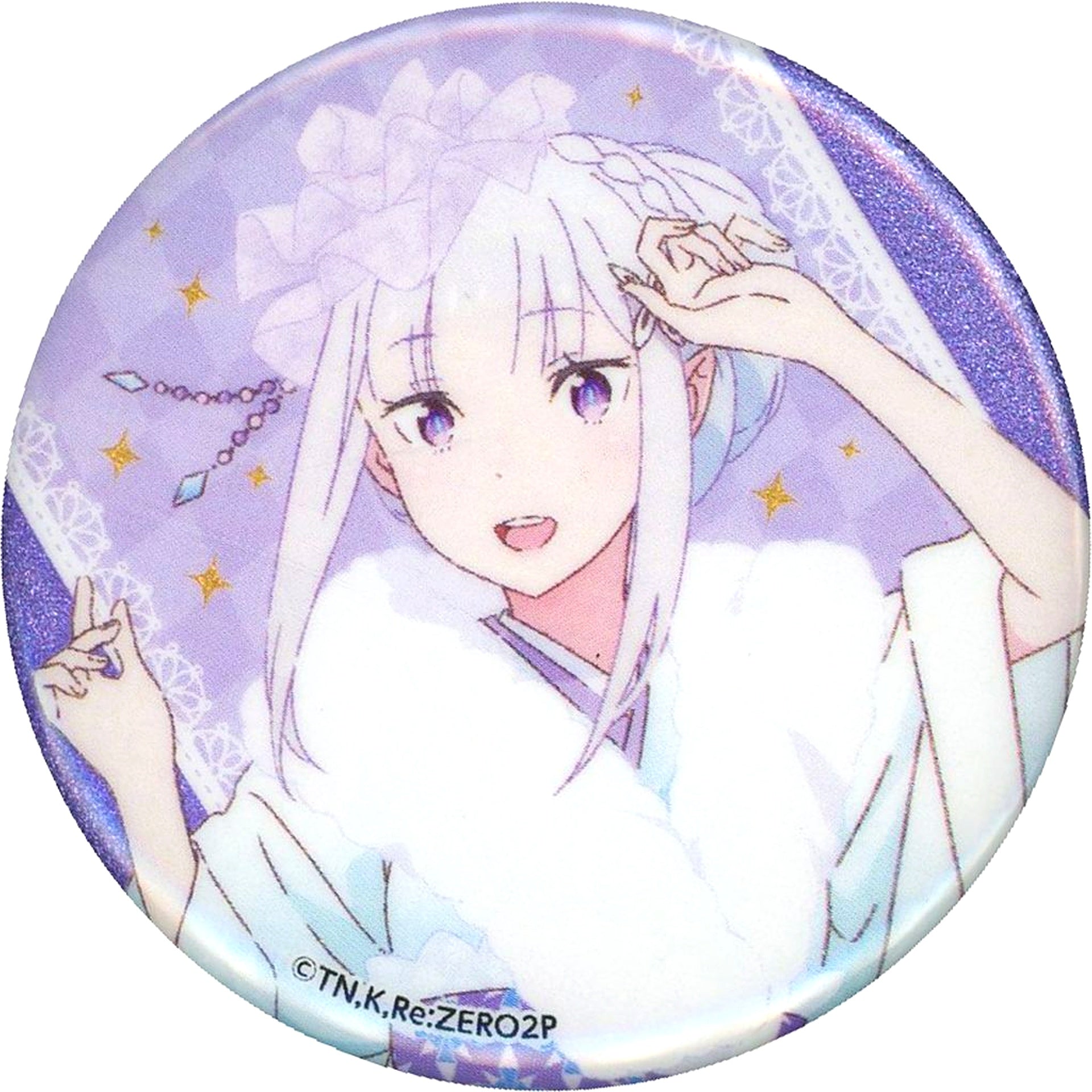 Emilia Re:ZERO Starting Life in Another World Full Body Proportion Glitter Button Collection Starting Ramen Life [USED]