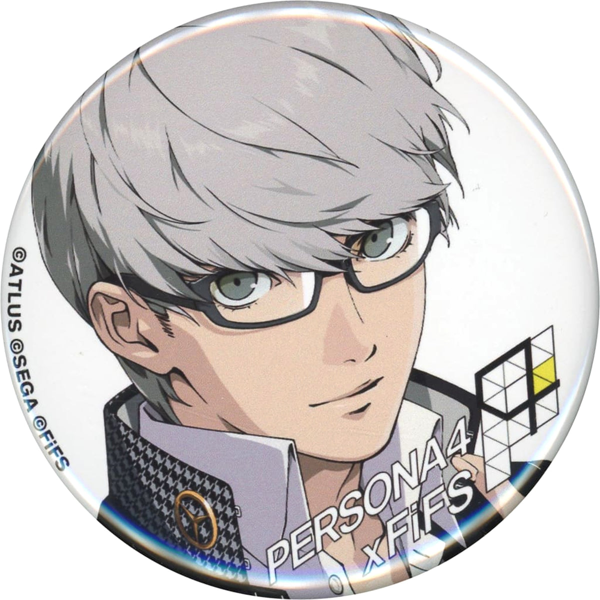 Persona 4 Protagonist Secret 2 Trading Can Badge White Ver. FiFS Limited Buttons [USED]