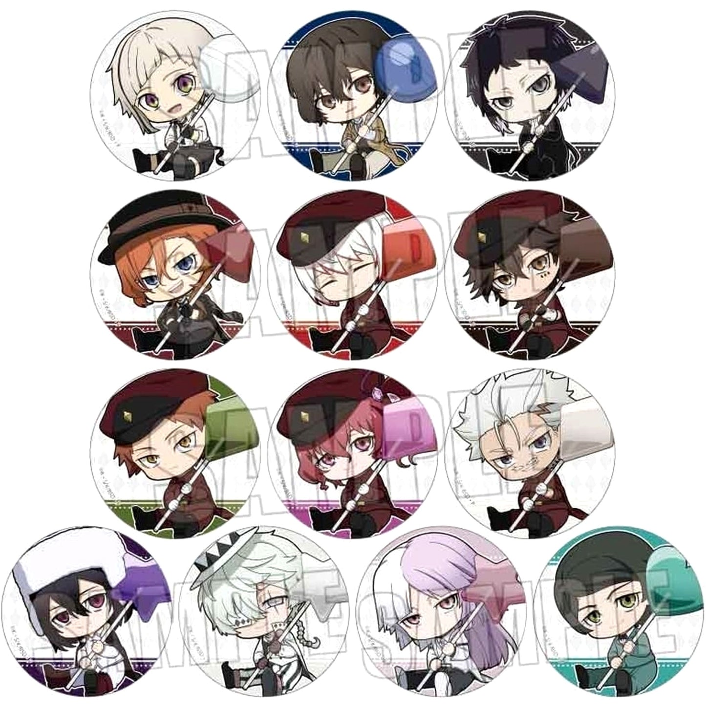 Atsushi Nakajima & Others Bungo Stray Dogs All 13 Types Set Gyugyutto Random Button Candy Ver. [USED]