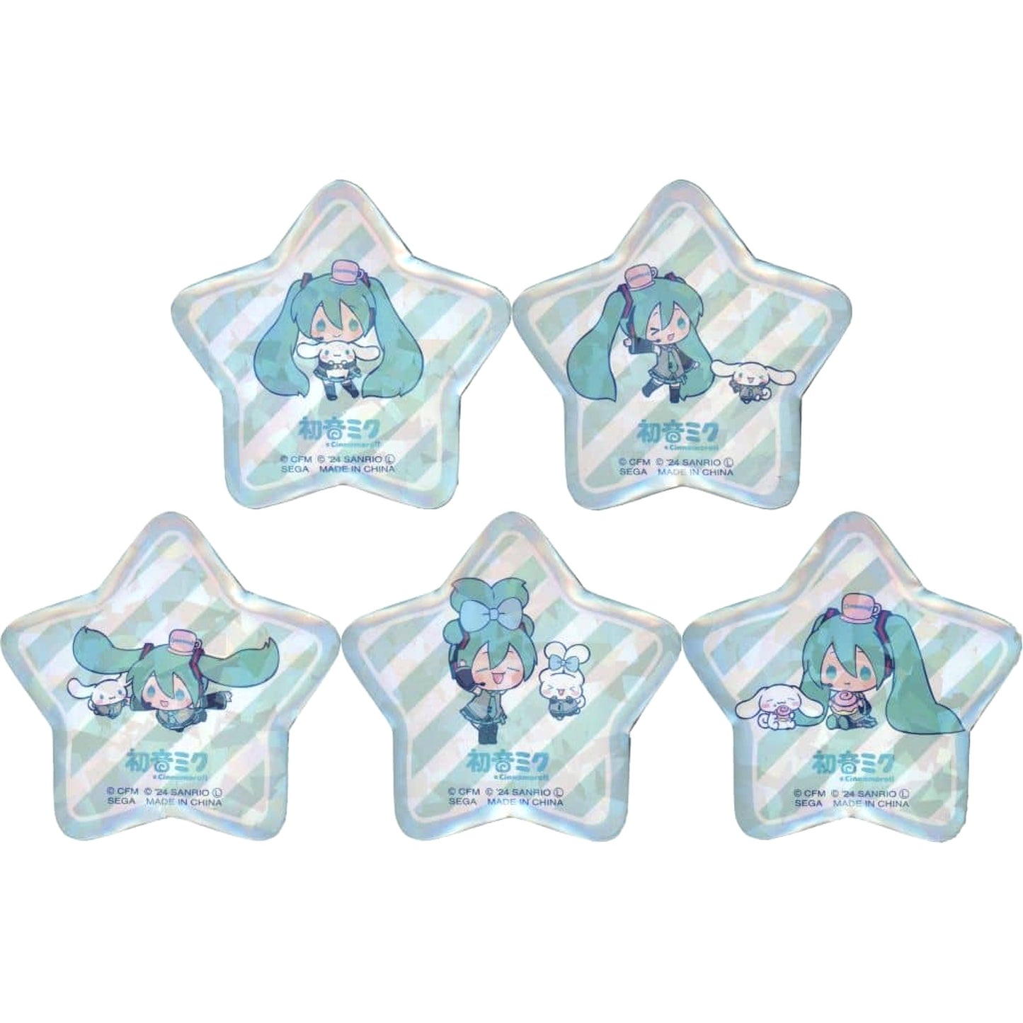 Hatsune Miku & Others Hatsune Miku X Cinnamoroll All 5 Types Set Star-Shaped Button [USED]