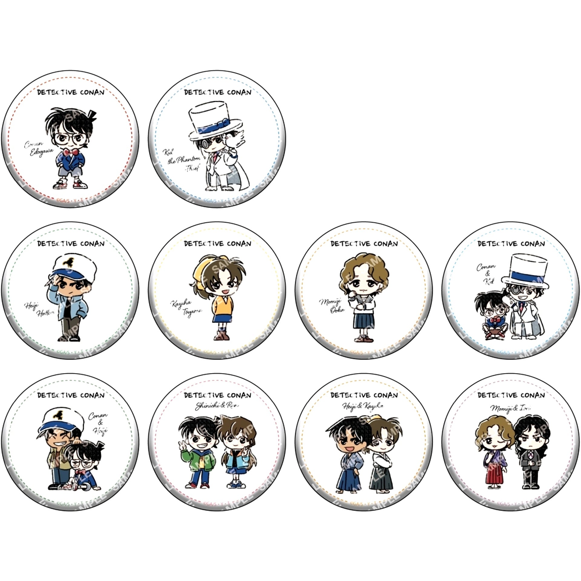 Set of 10 Detective Conan Full Color Button Collection Yuru-Sta mini Vol.1 [USED]