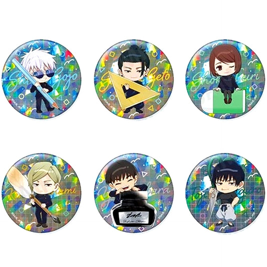 Set of 6 Jujutsu Kaisen Kaigyoku Tamaori Kira Kira Button Collection +56 Stationery Ver. [USED]