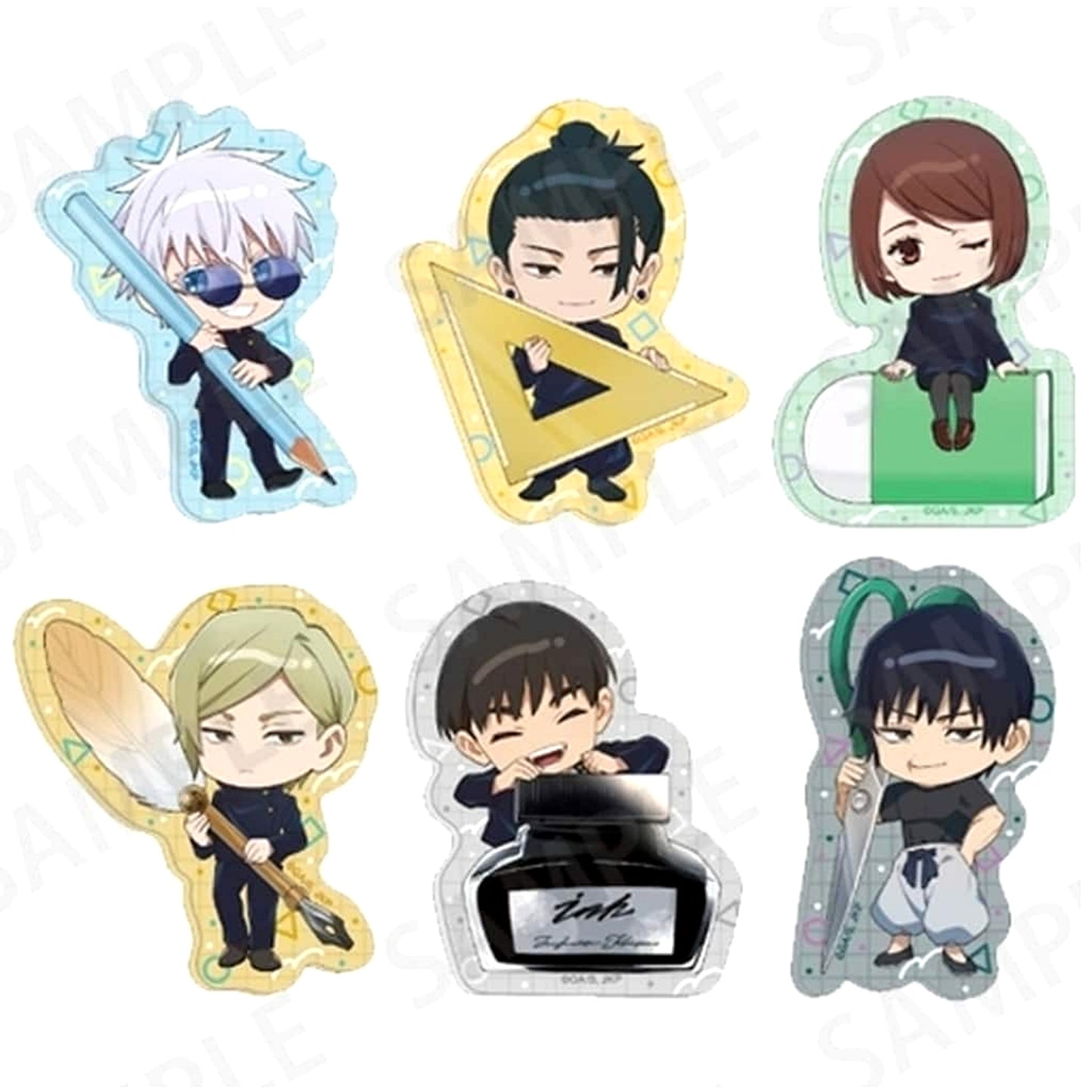 Suguru Getou & Others Jujutsu Kaisen: Hidden Inventory/Premature Death All 6 Types Set Clear Clip Badge Collection Stationery Ver. [USED]