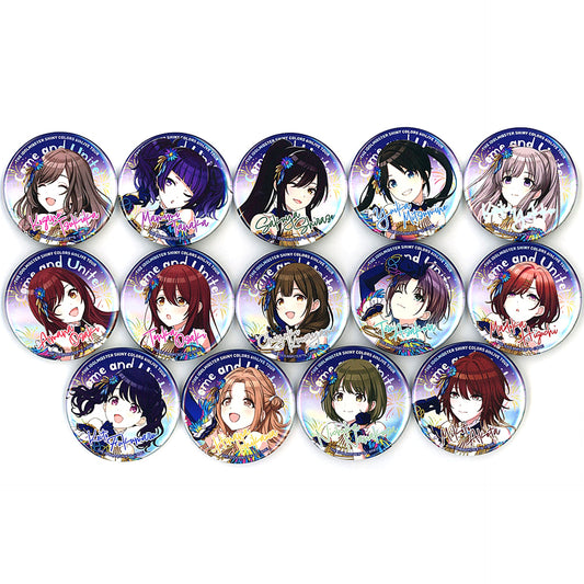 THE IDOLM@STER sHINY COLORs Kogane Tsukioka & Others Official Trading Aurora Can Badge B 6th Live Tour Come And Unite! Yokohama Performance Only All 14 Types Set Buttons [USED]