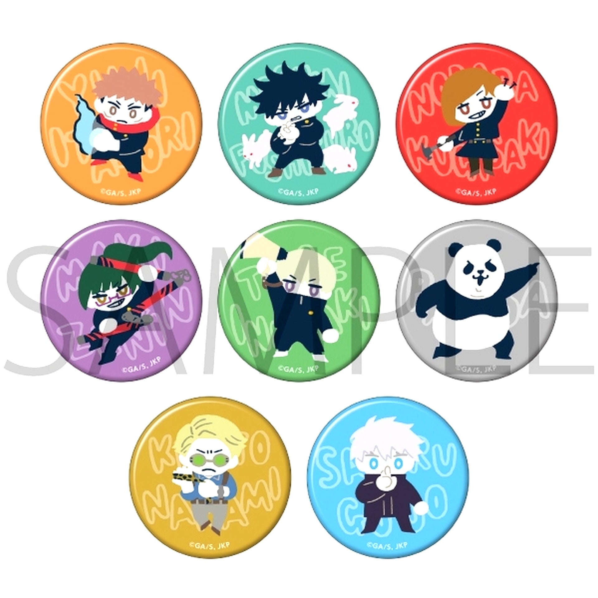 Set of 8 Jujutsu Kaisen Season 2 Shibuya Incident Char Badge Collection Yuru Palette [USED]