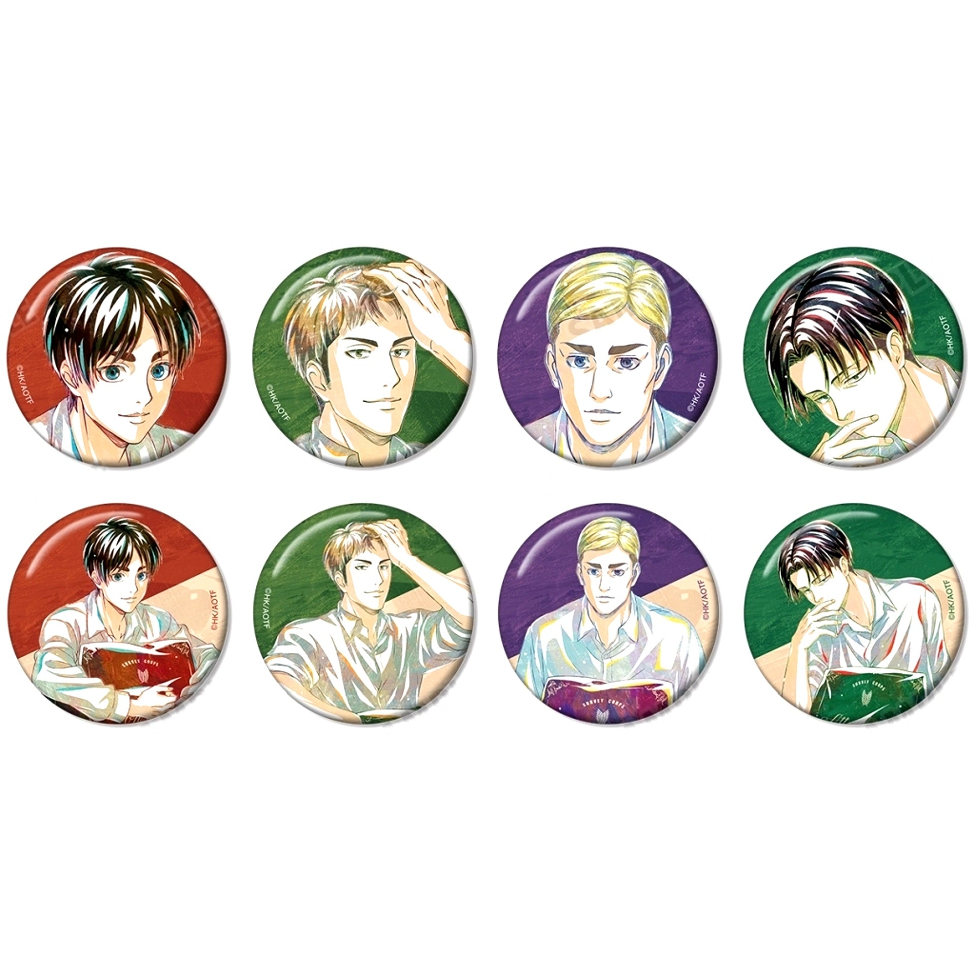 Set of 8 Attack on Titan Newly Drawn Relax Ver. Trading Ani-Art Badge [USED]