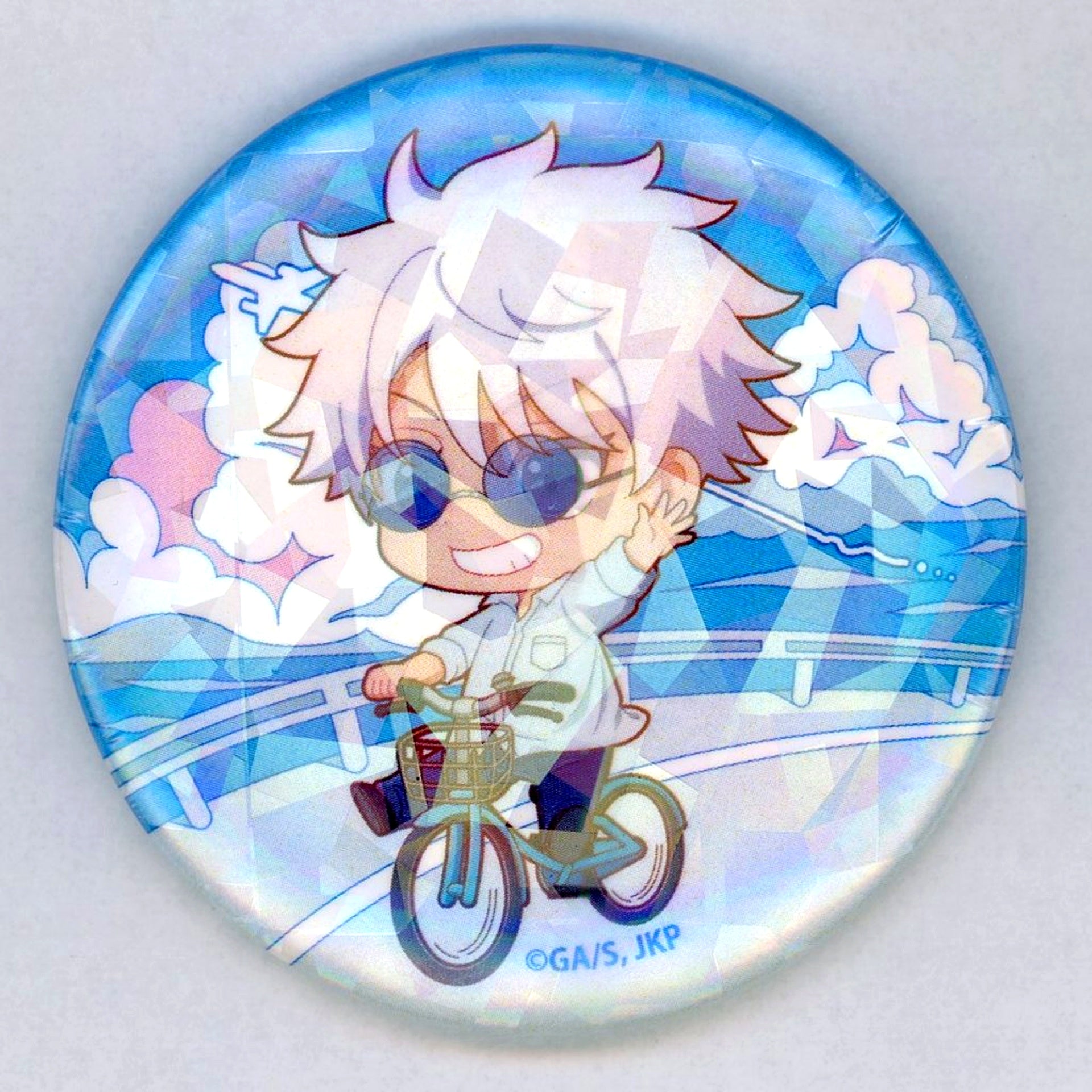 Satoru Gojo Riding Jujutsu Kaisen Kaigyoku Tamaori Pop Up Shop Cycling Trading Chibi Chara Hologram Button Riding Ver. [USED]
