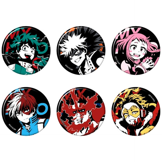 Set of 6 My Hero Academia Character Button Collection Solid Art Series [USED]
