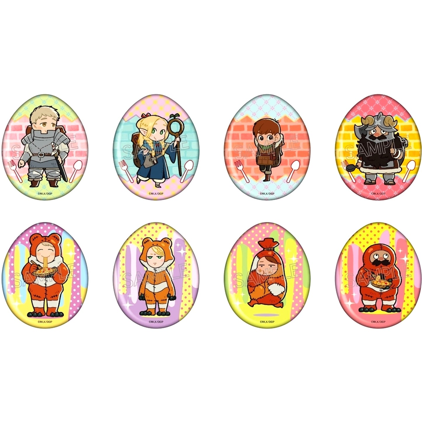 Set of 8 Delicious in Dungeon Egg Button [USED]