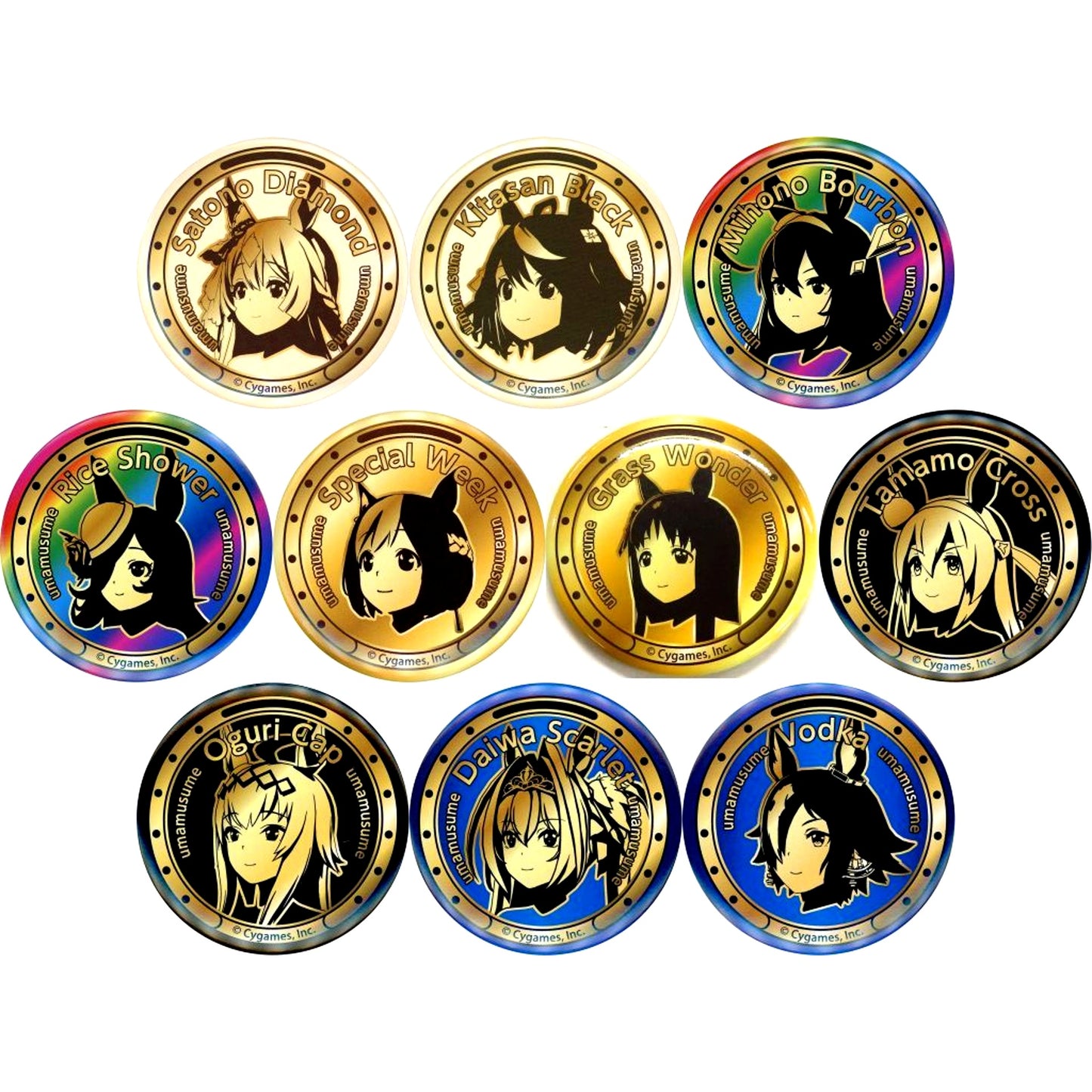 Set of 10 Uma Musume Pretty Derby x Suntory BOSS Button Target Product Purchase Bonus [USED]