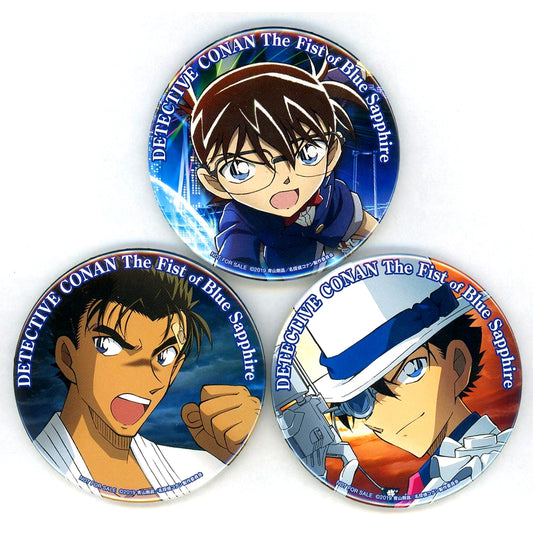 Set of 3 Group Detective Conan The Fist of Blue Sapphire Movie Blu-ray DVD Original Button Animate Bonus [USED]