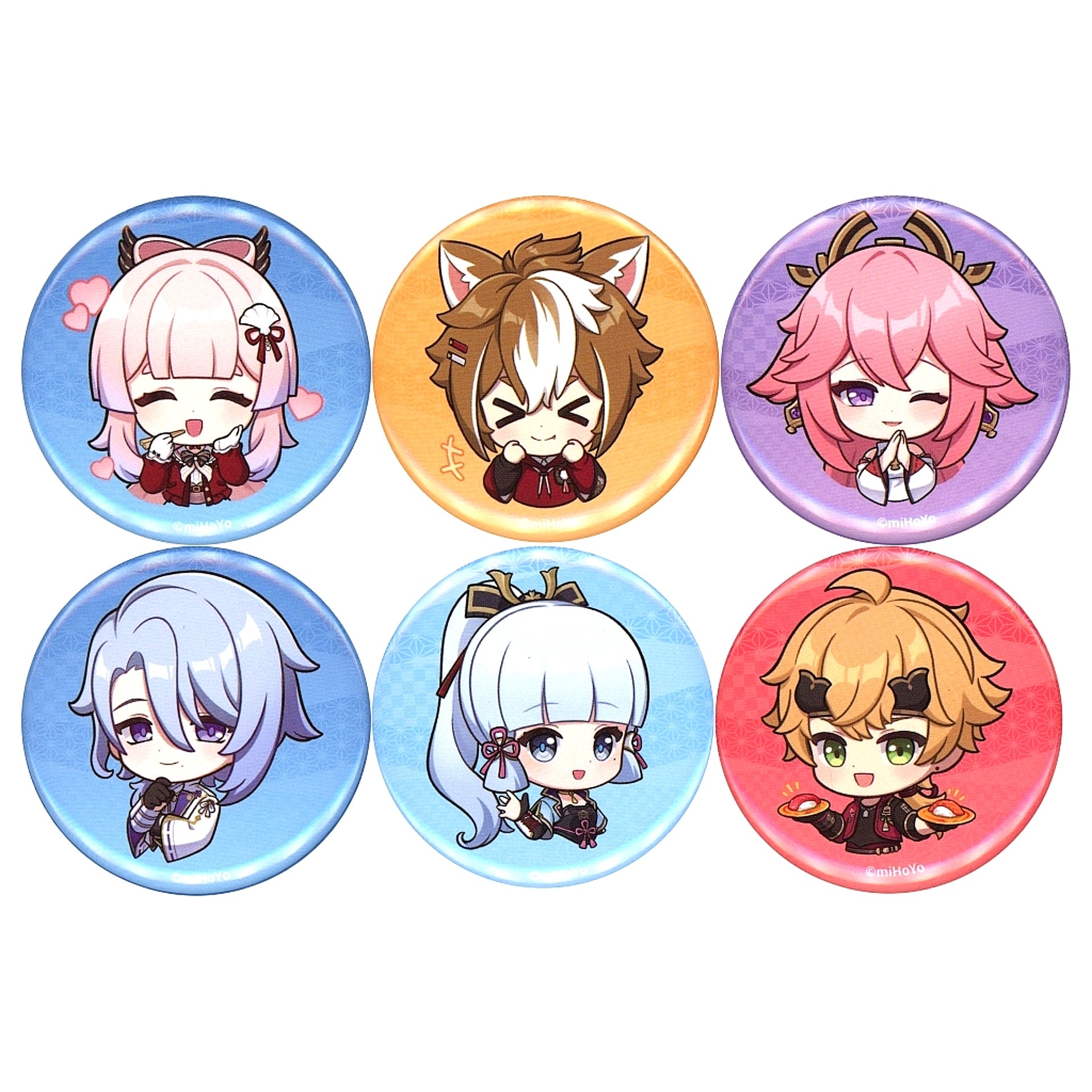 Set of 6 Group Genshin Impact Stamp Illustration Buttons Sushiro [USED]