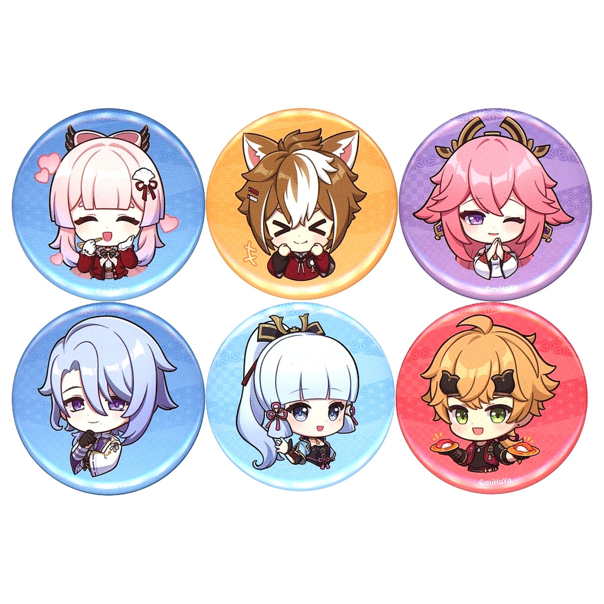 Set of 6 Group Genshin Impact Stamp Illustration Buttons Sushiro [USED]