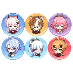 Set of 6 Group Genshin Impact Stamp Illustration Buttons Sushiro [USED]