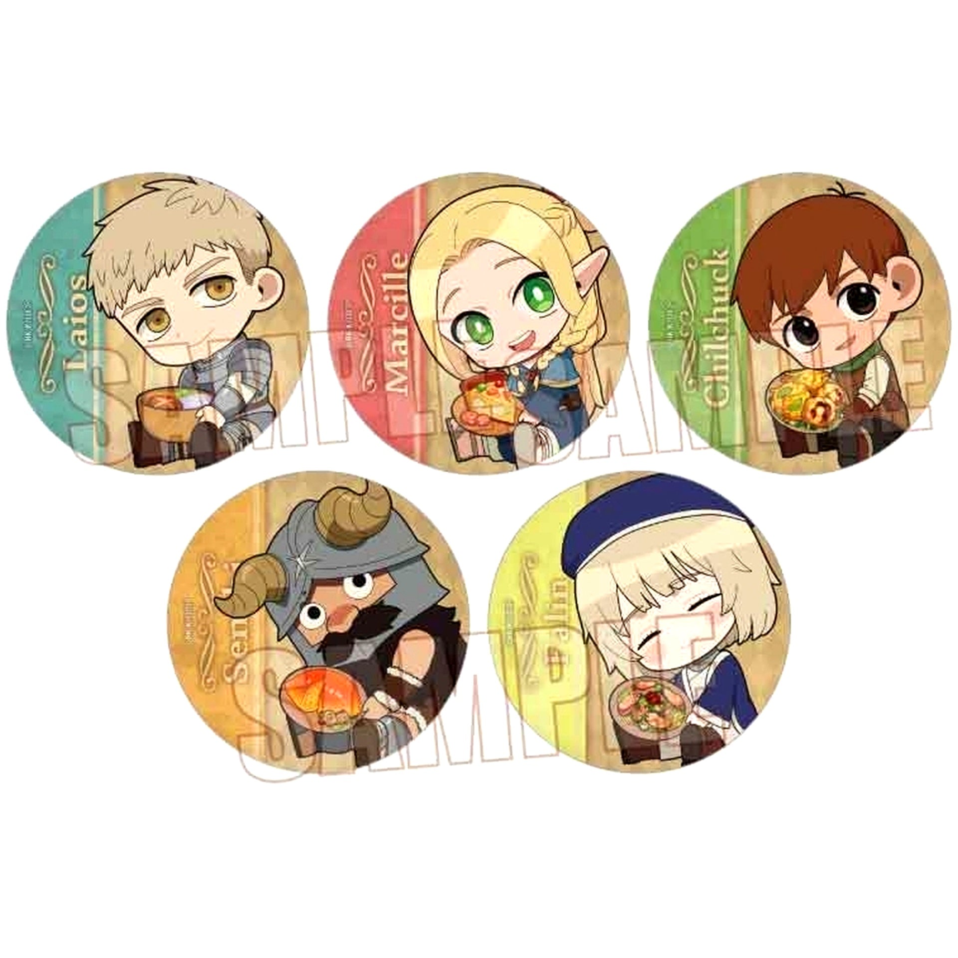 Set of 5 Trading Button Delicious in Dungeon Gyugyutto [USED]