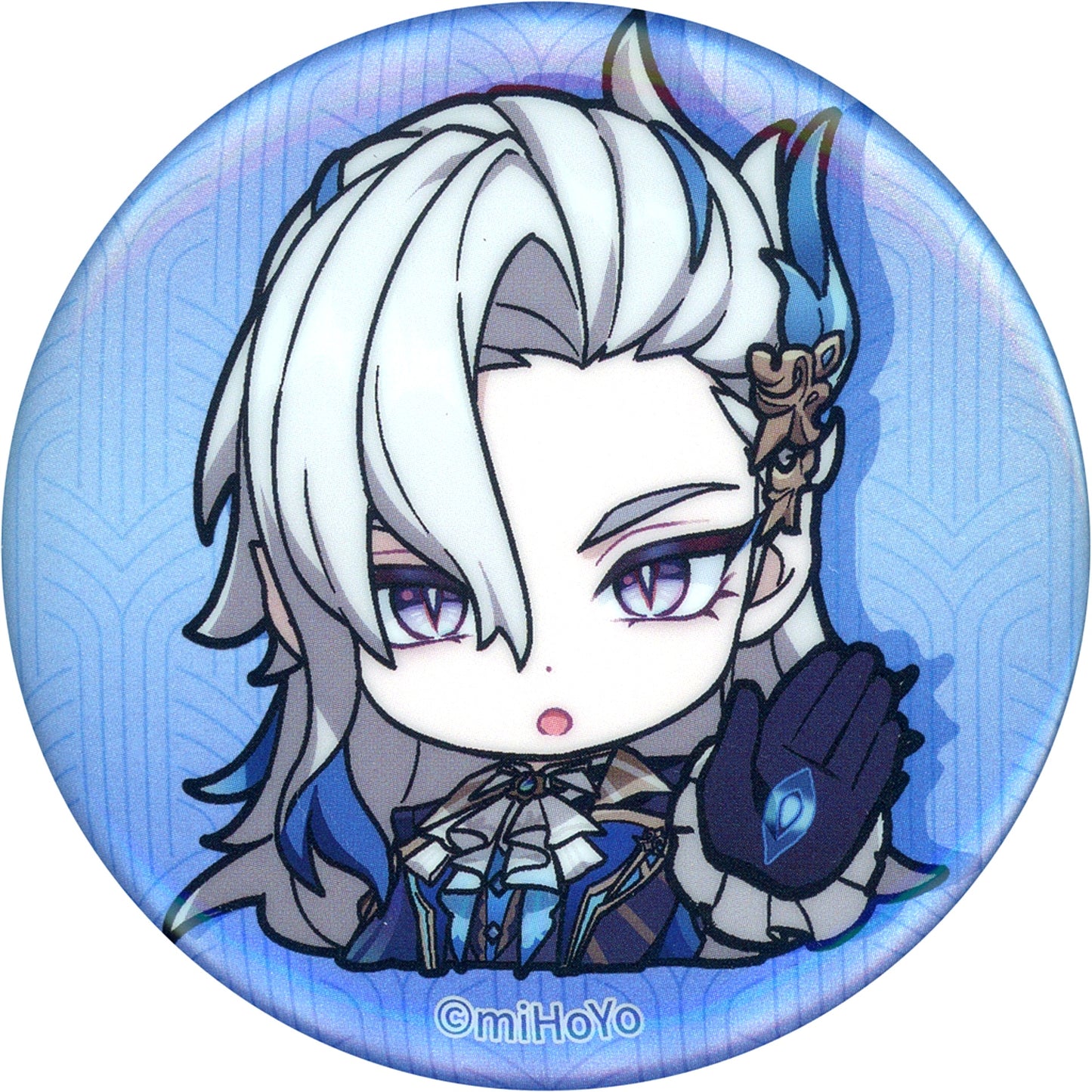 Neuvillette Genshin Impact Court of Fontaine Chibi Stamp Series Button [USED]