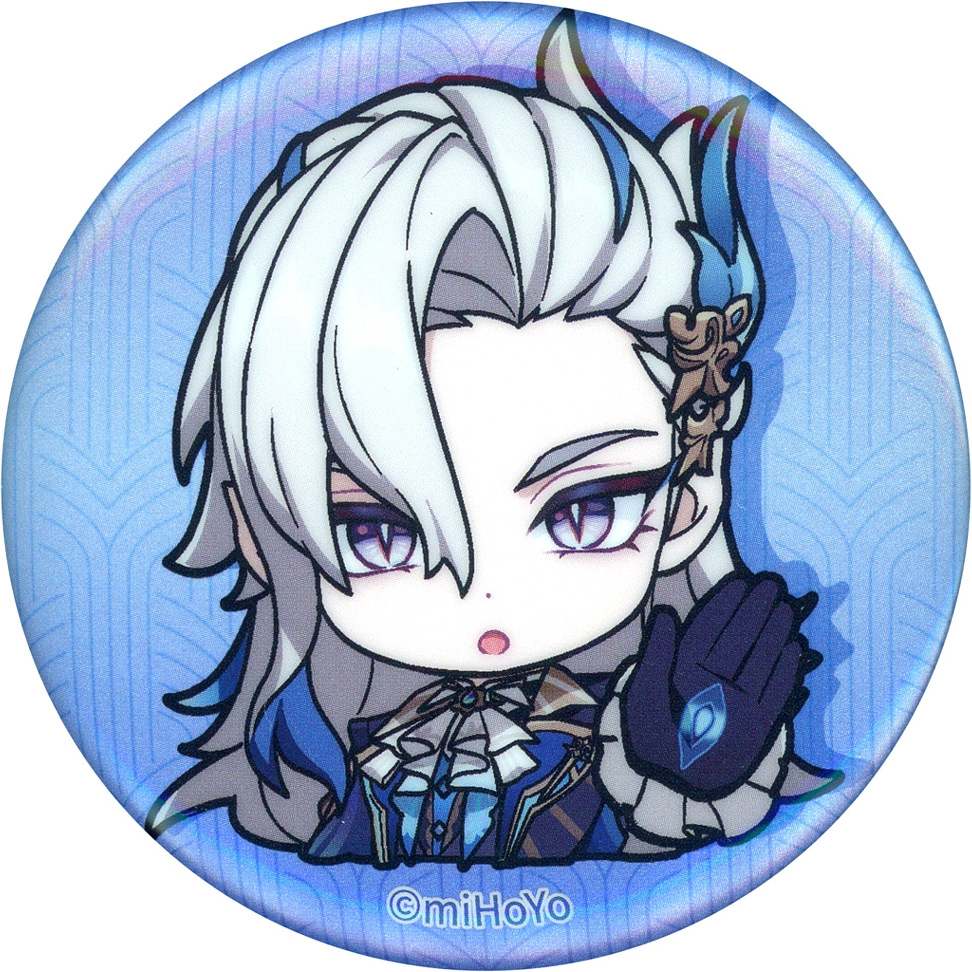 Neuvillette Genshin Impact Court of Fontaine Chibi Stamp Series Button [USED]