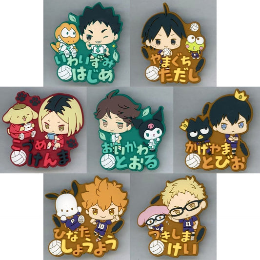 Haikyu!! X Sanrio Characters Hajime Iwaizumi & Others Rubber Badge Vol.1 All 7 Types Set Buttons [USED]