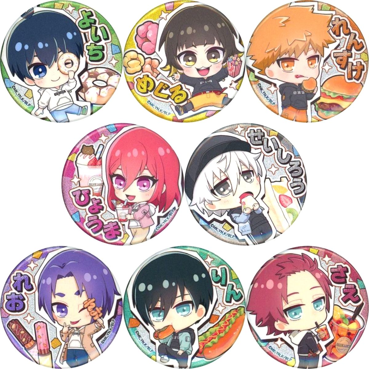 Set of 8 Blue Lock Kyarapeko Trading Glitter Button AnimeJapan 2024 Goods [USED]