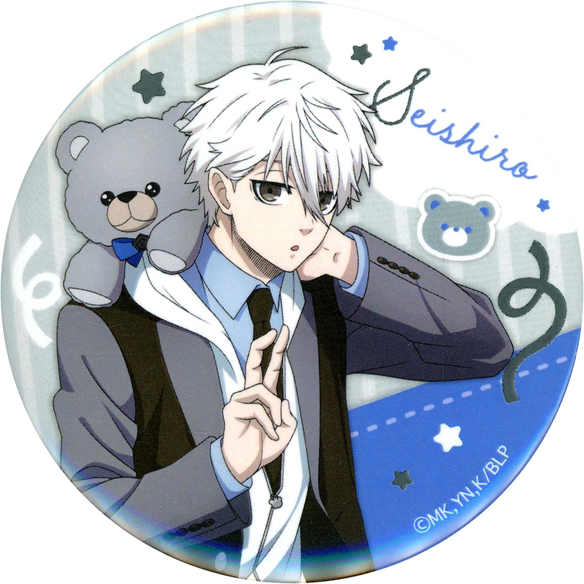 Seishiro Nagi Blue Lock Trading 75mm Button Teddy Bear and Suit Ver. AnimeJapan 2024 Goods [USED]