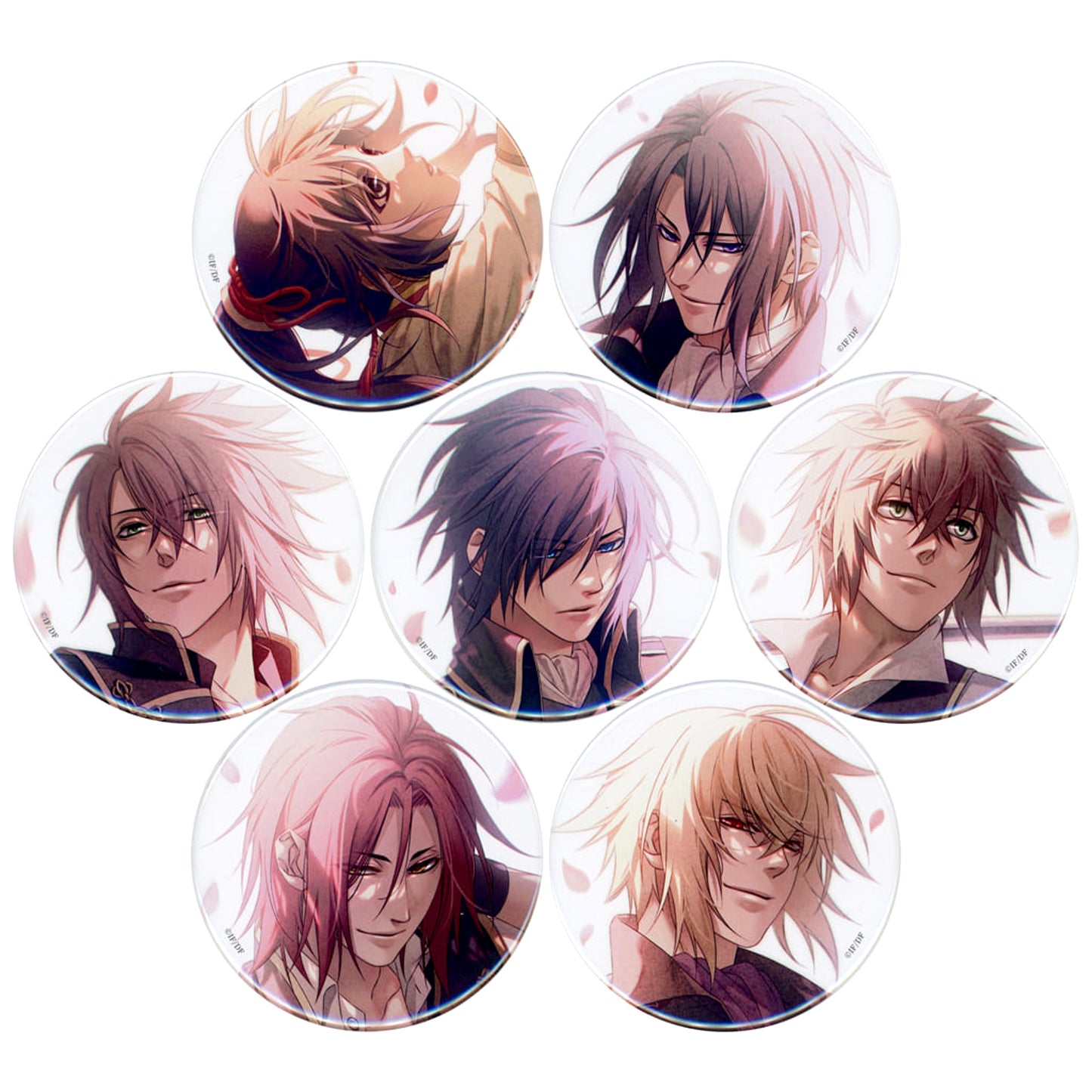 Hakuouki: Shinkai Toshizo Hijikata & Others 76mm Can Badge Calendar 2024 Ver. All 7 Types Set Buttons [USED]