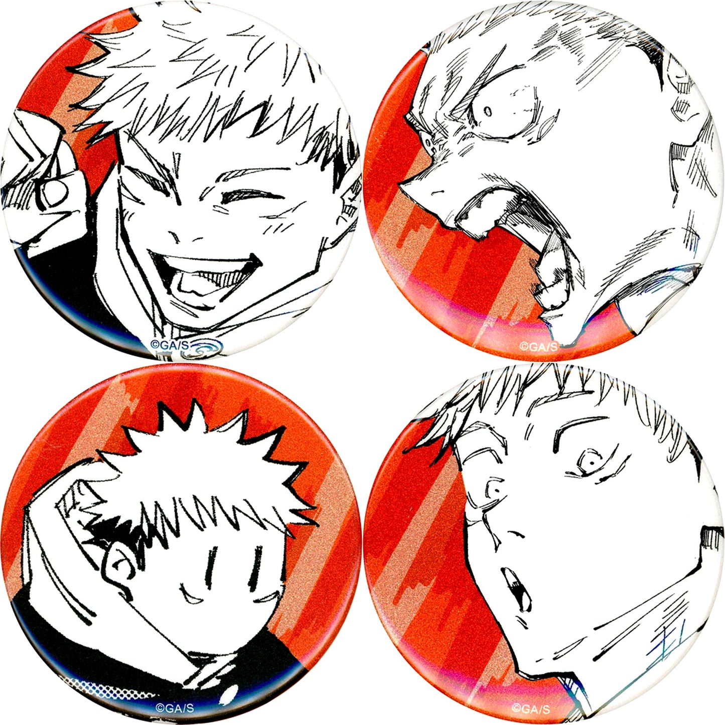 Set of 4 Yuji Itadori Jujutsu Kaisen Button EMOTIONS Jump Spring Collection 2024 Goods [USED]