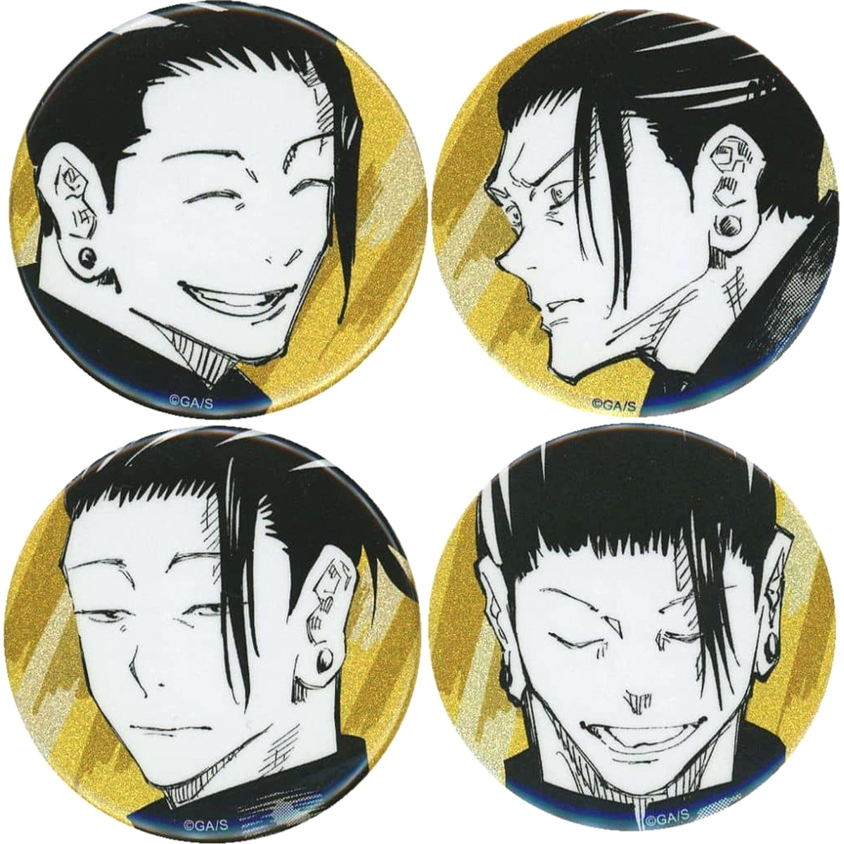 Jujutsu Kaisen Kaigyoku Gyokusetsu Suguru Getou Can Badge Emotions Jump Spring Collection!! 2024 Limited Set of 4 Buttons [USED]