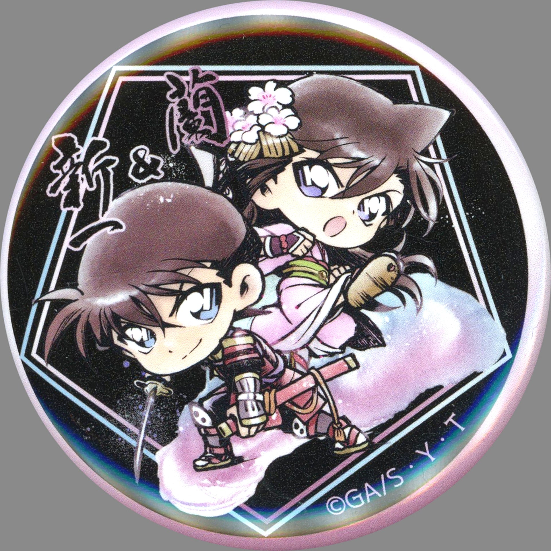 Shinichi Kudo and Ran Mouri Detective Conan Osaka Castle Honjin SPECIAL SHOP 2024 Trading Button Sengoku 3 [USED]