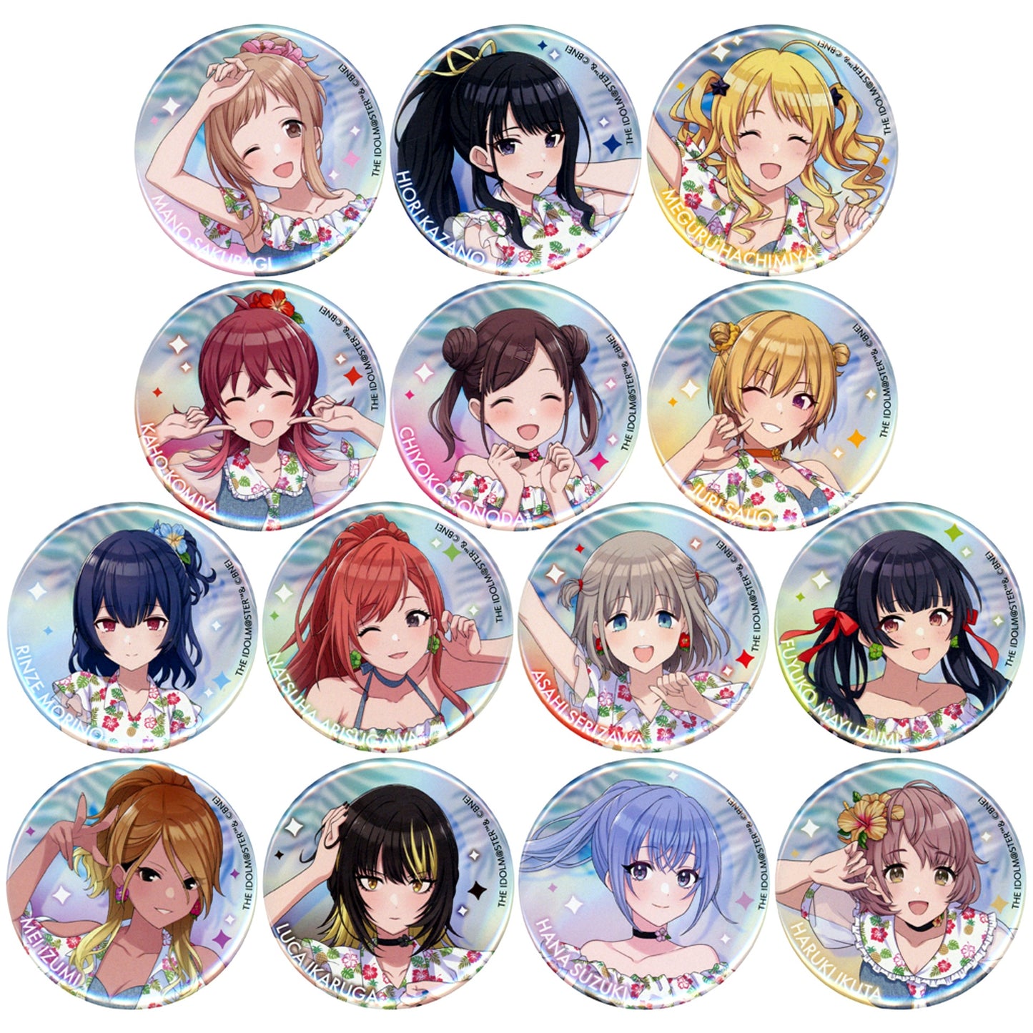Set of 14 The Idolmaster Shiny Colors x Yomiuriland Badge A tropical style [USED]