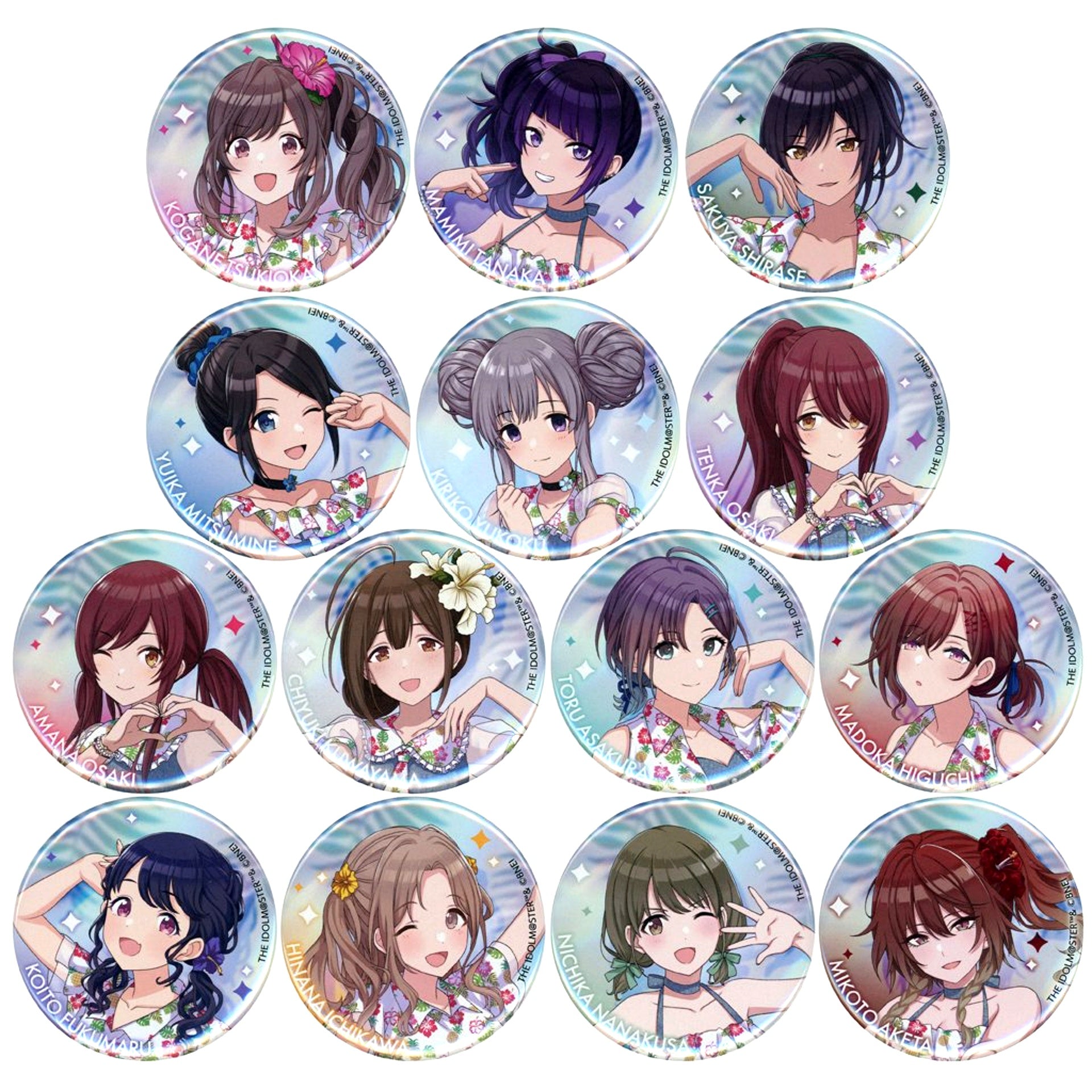 Set of 14 The Idolmaster Shiny Colors x Yomiuriland Badge B tropical style [USED]