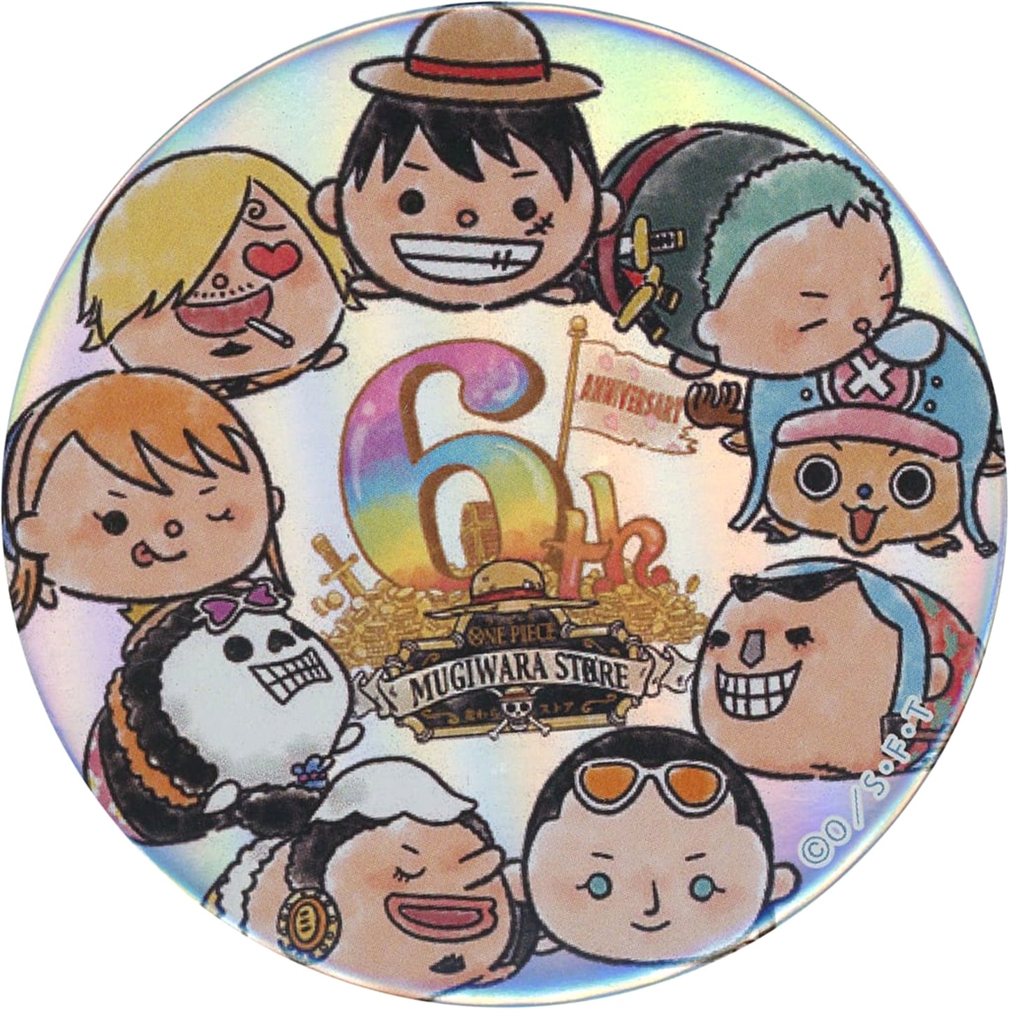 Monkey D. Luffy & Others One Piece Hologram Button Mugiwara Store 6th Anniversary Straw Store Limited [USED]