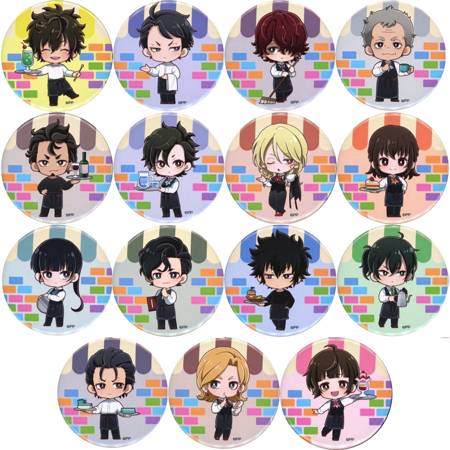 Psycho-Pass 3 Arata Shindo & Others Kuji Mini Character Can Badge Princess Cafe Limited Kuji 4th Prize All 15 Types Set Buttons [USED]
