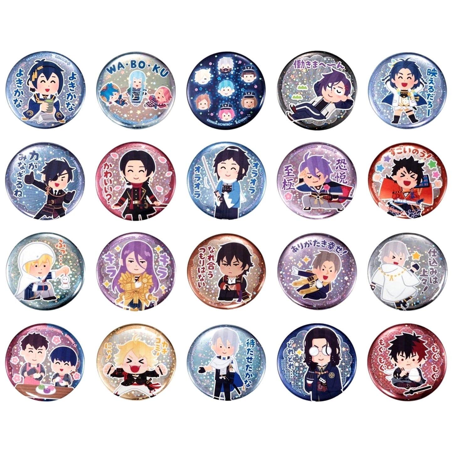 Touken Ranbu Kashu Kiyomitsu & Others Wakuwaku Honmaru Stamp Capsule Can Badge Collection All 20 Types Set Buttons [USED]