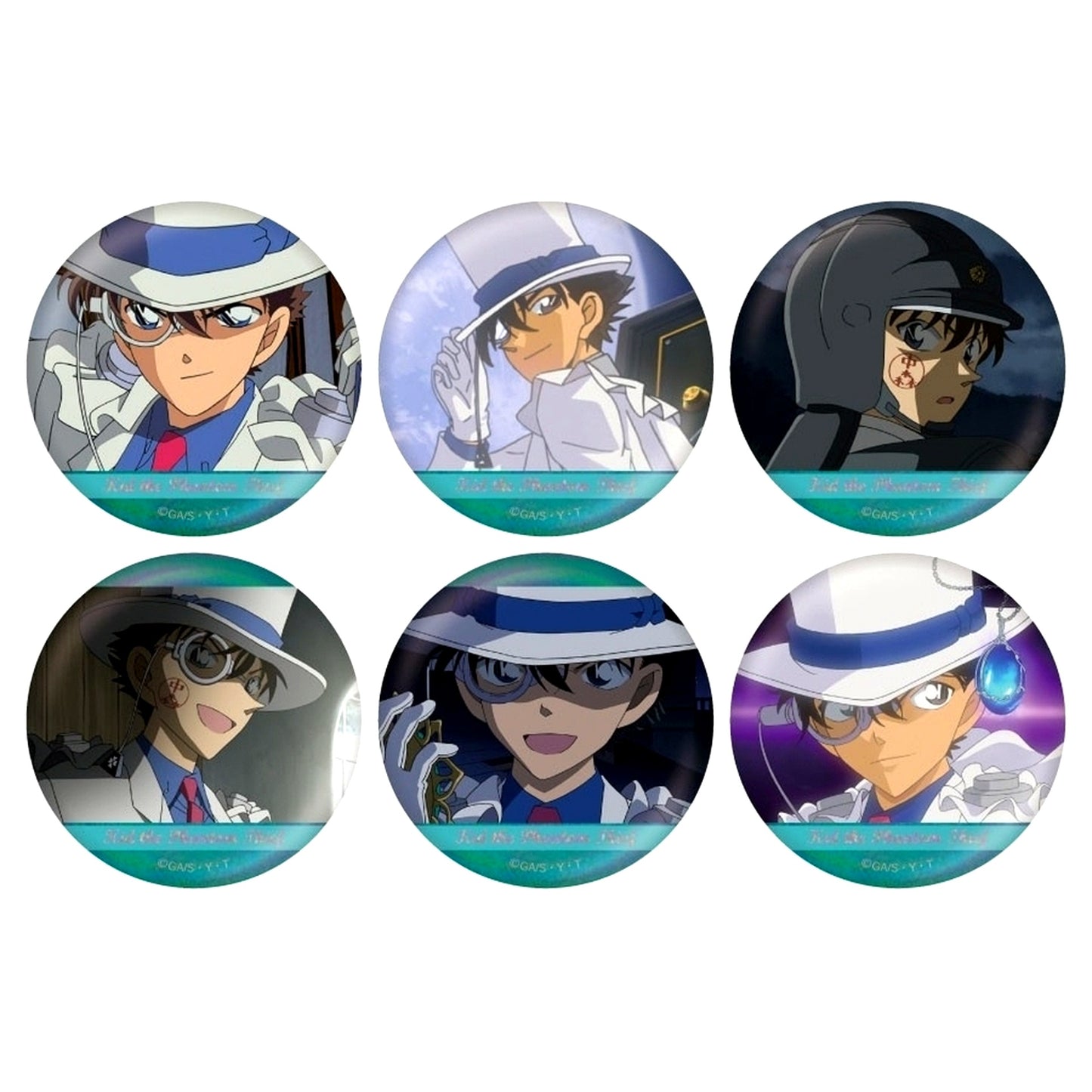 Set of 6 Kaito Kid Detective Conan Scene Shot Trading Hologram Button Collection Vol.3 [USED]