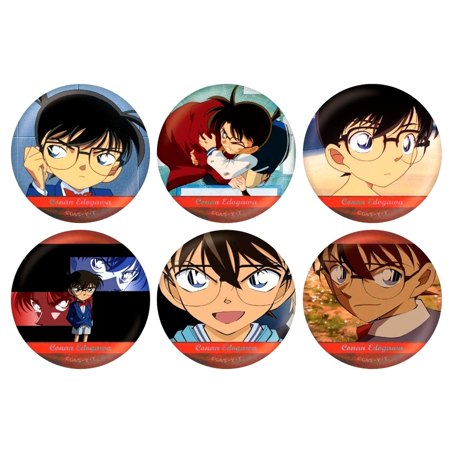 Set of 6 Conan Edogawa Detective Conan Scene Shot Trading Hologram Button Collection Vol.3 [USED]